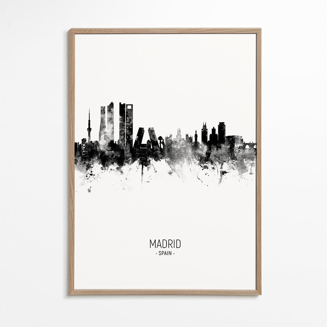Madrid skyline noir et blanc