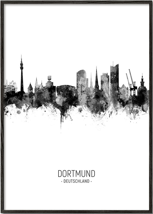 Dortmund skyline noir et blanc