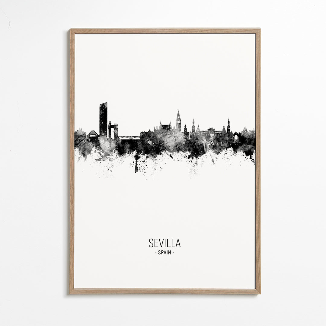 Sevilla skyline noir et blanc