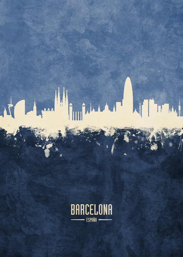 Barcelona skyline bleu
