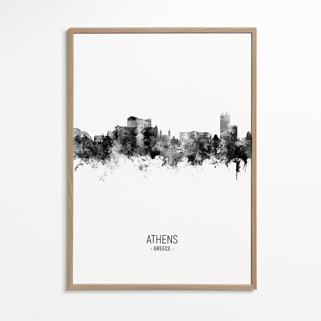 Athens Skyline noir et blanc