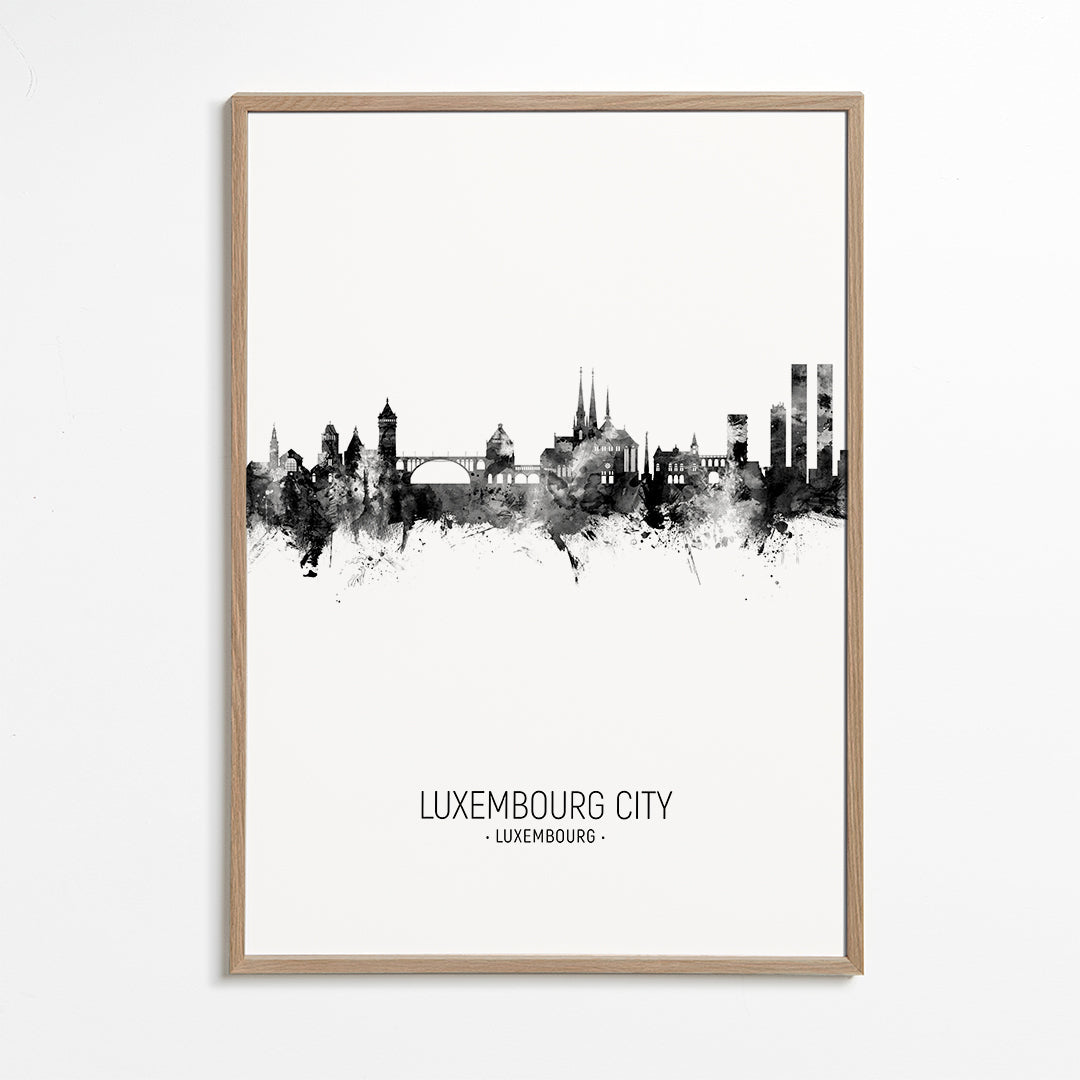 Luxembourg City Skyline noir et blanc