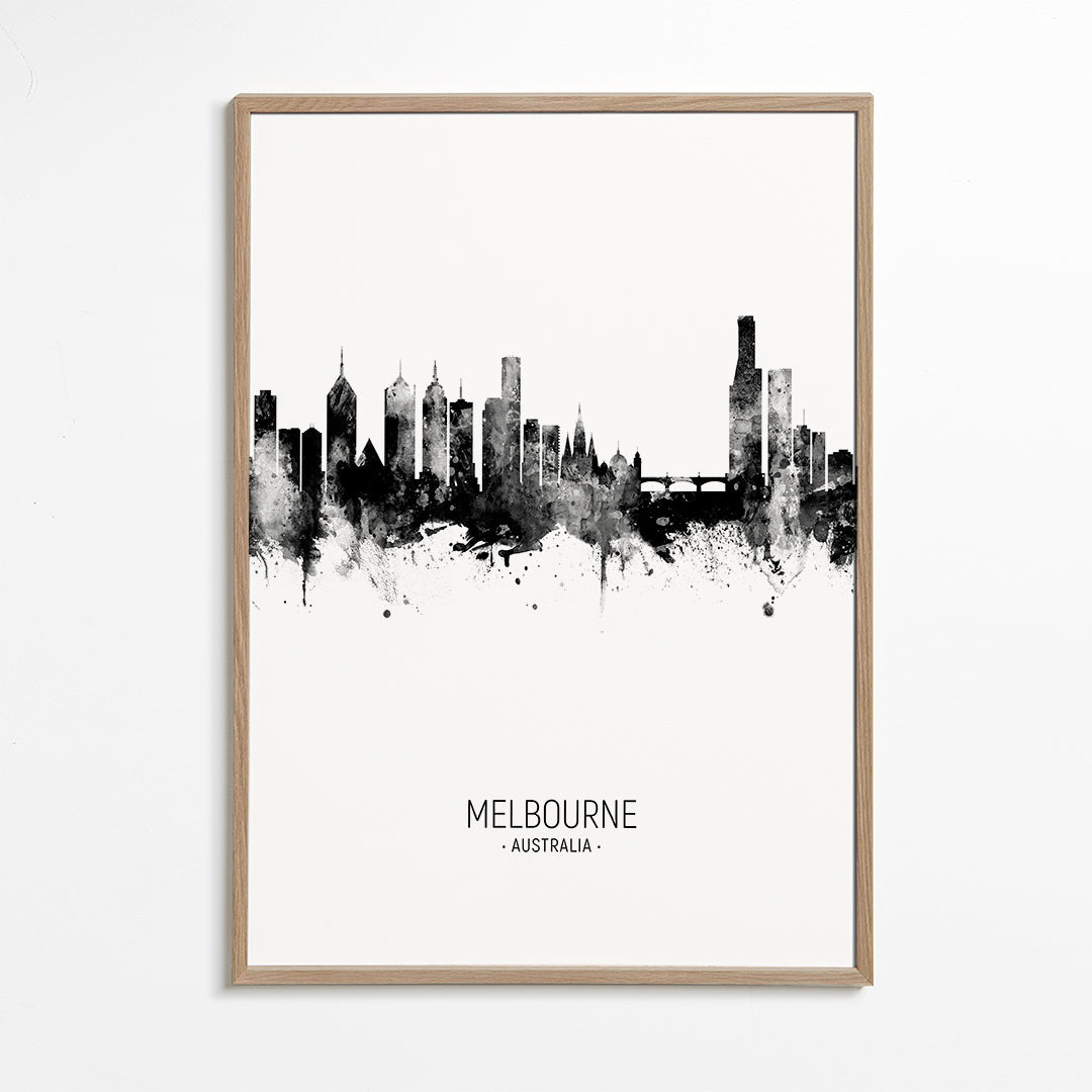 Melbourne Skyline noir et blanc