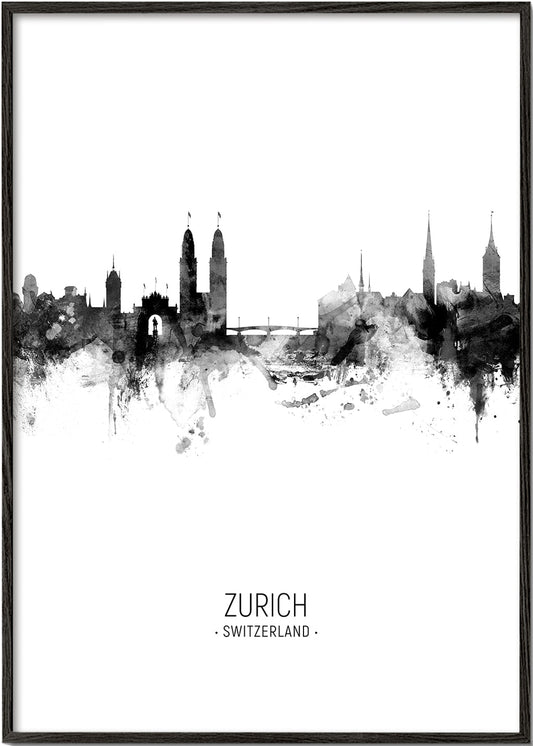 Zurich Skyline noir et blanc