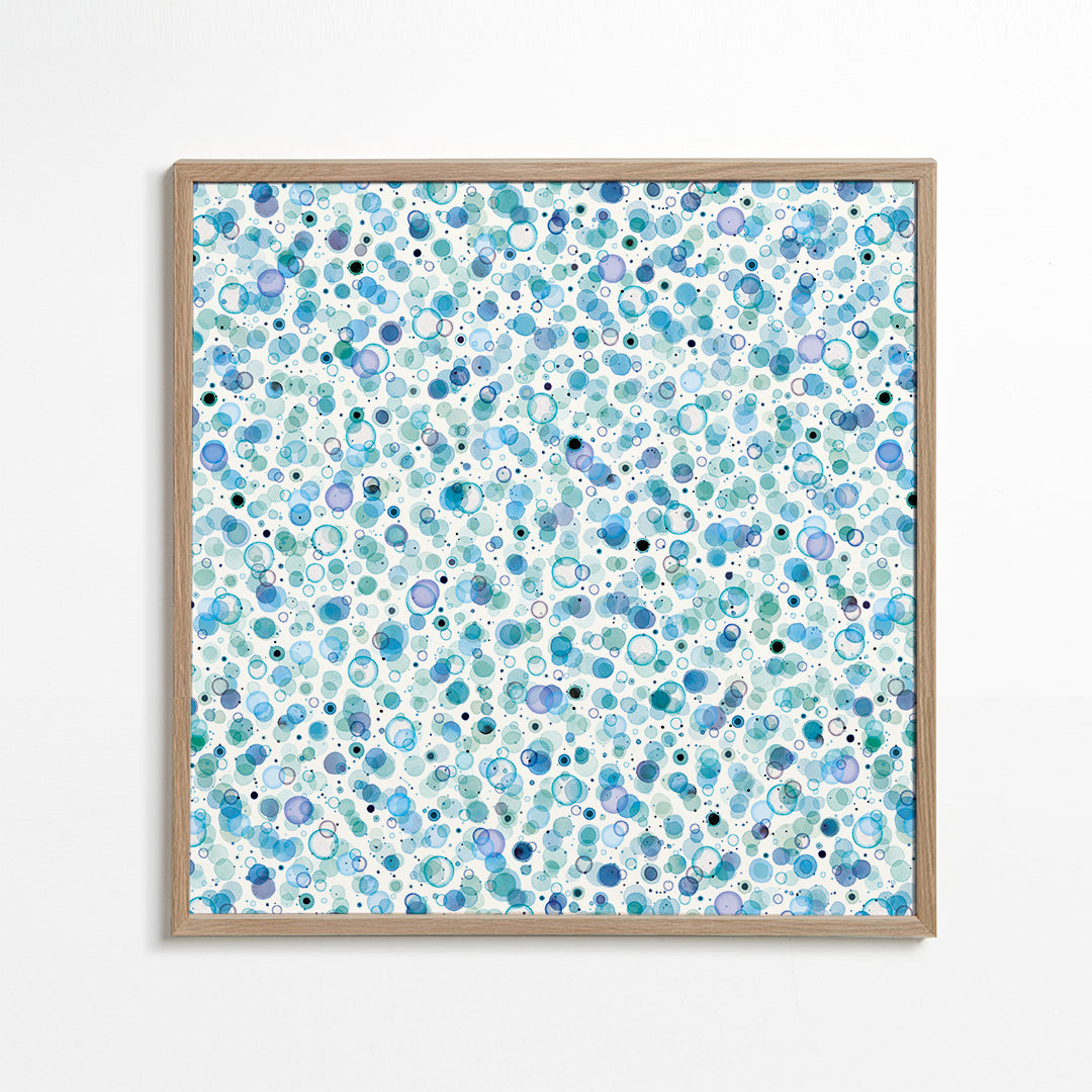 Cosmic Bubbles Blue Carré