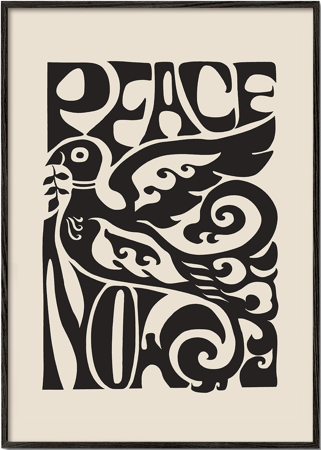 Affiche vintage Colombe et typographie années 70 | Tableaux