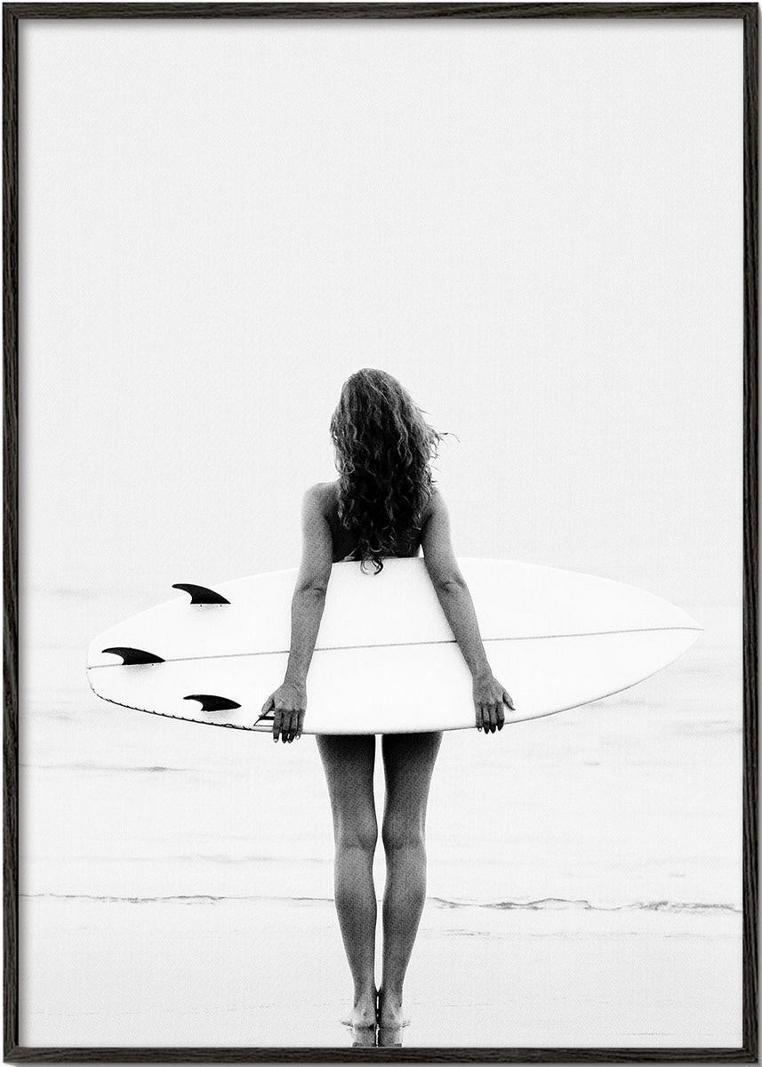 Tableau noir et blanc Surf Girl Tableaux cadres d coratifs et