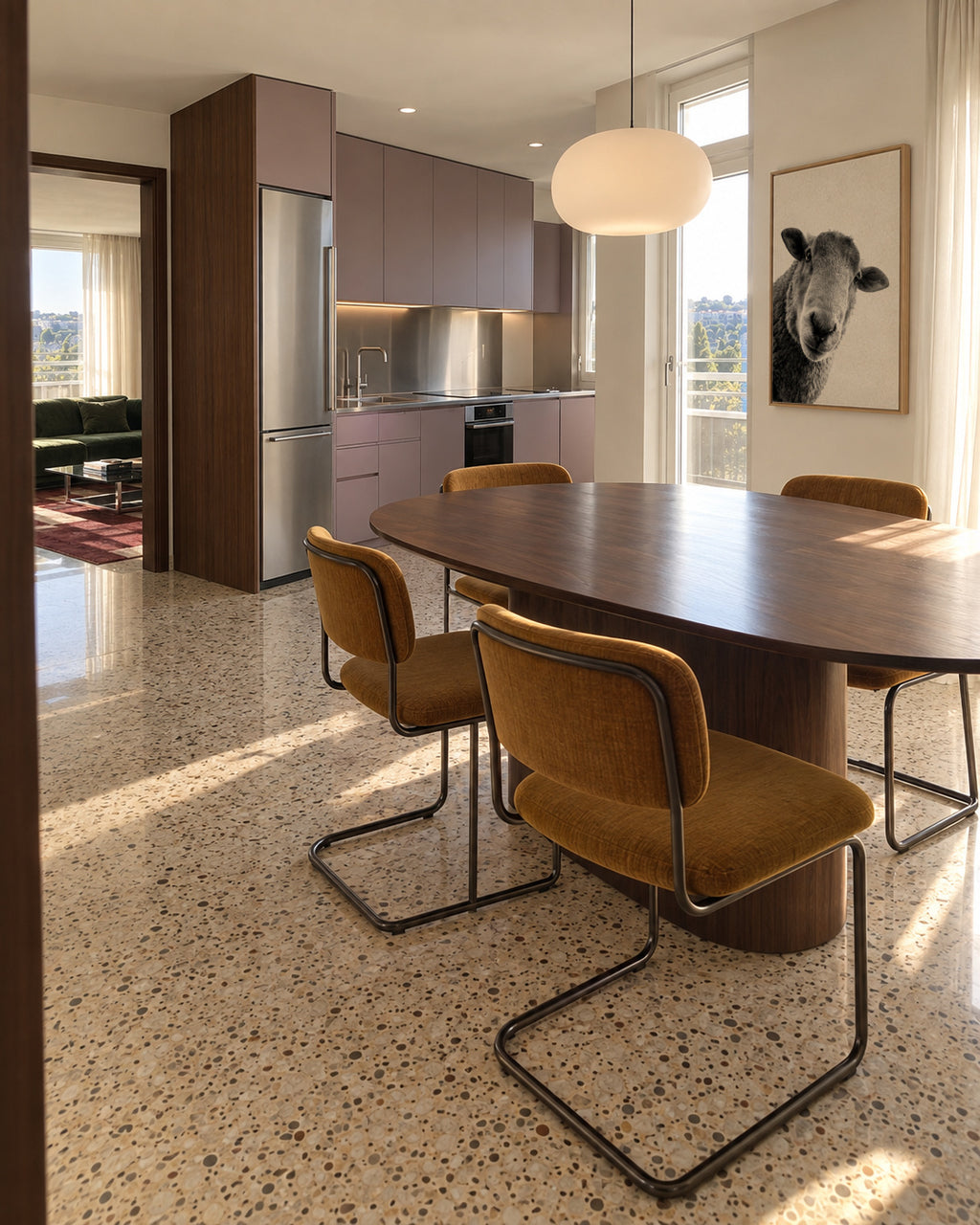 Curious sheep - Framed canvas in an interior