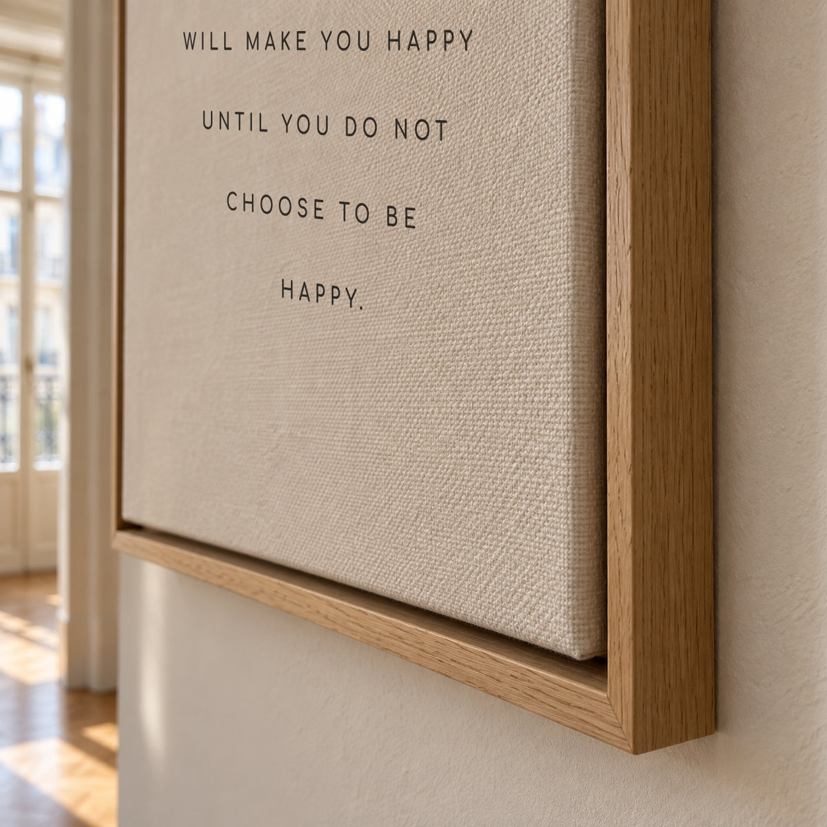 Happiness meaning quote - Framed canvas detail