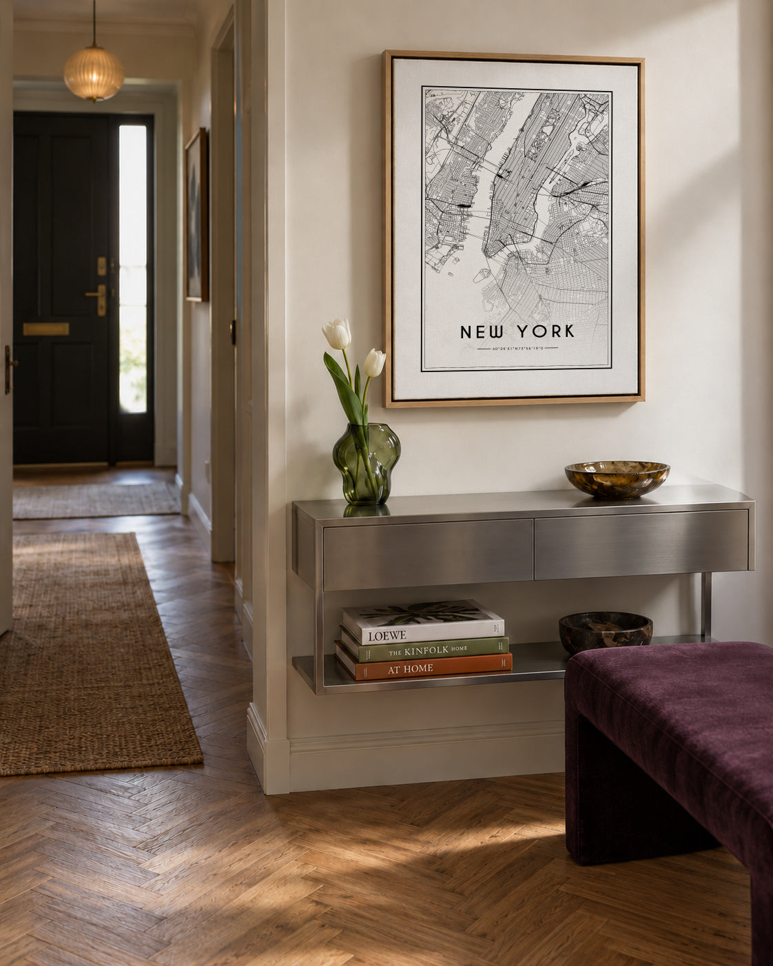 New York map - Framed canvas in an interior