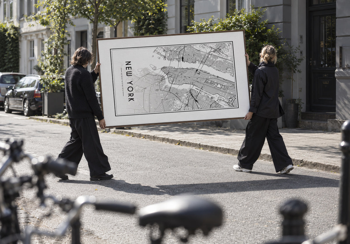 New York map - Framed canvas in an interior