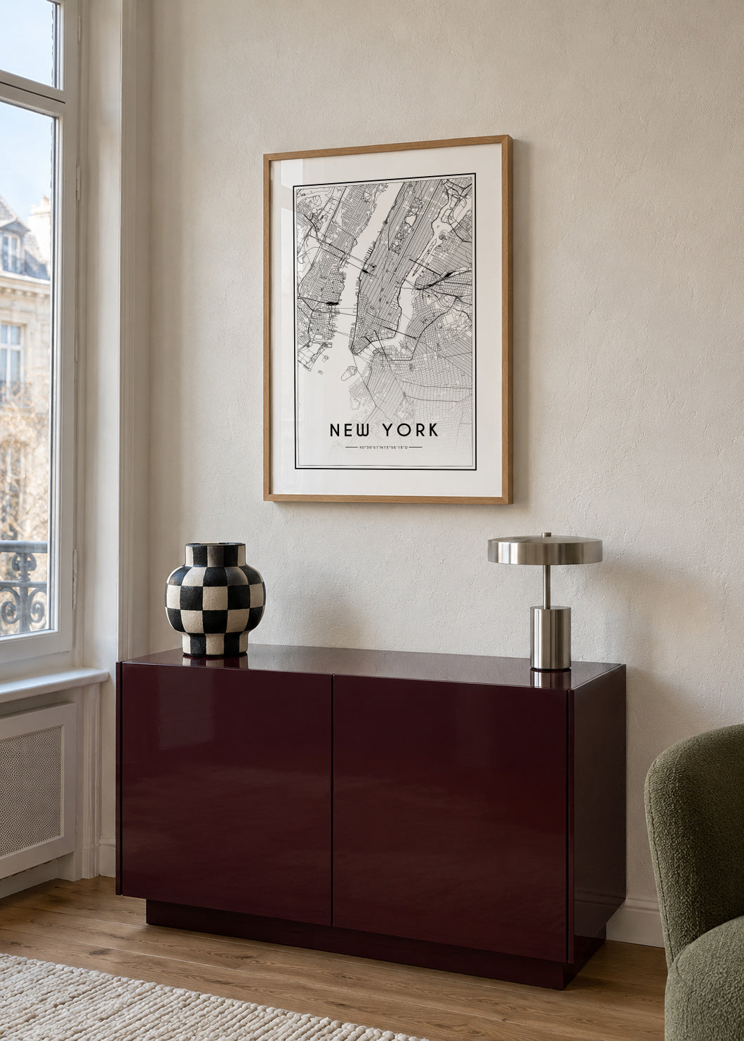 New York map - Framed poster in an interior