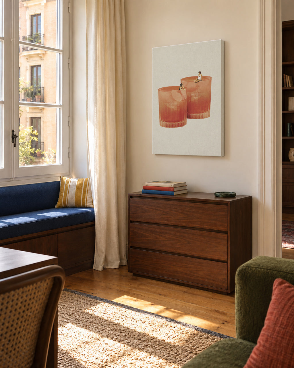 Holiday in a glass 3 - Unframed canvas in an interior