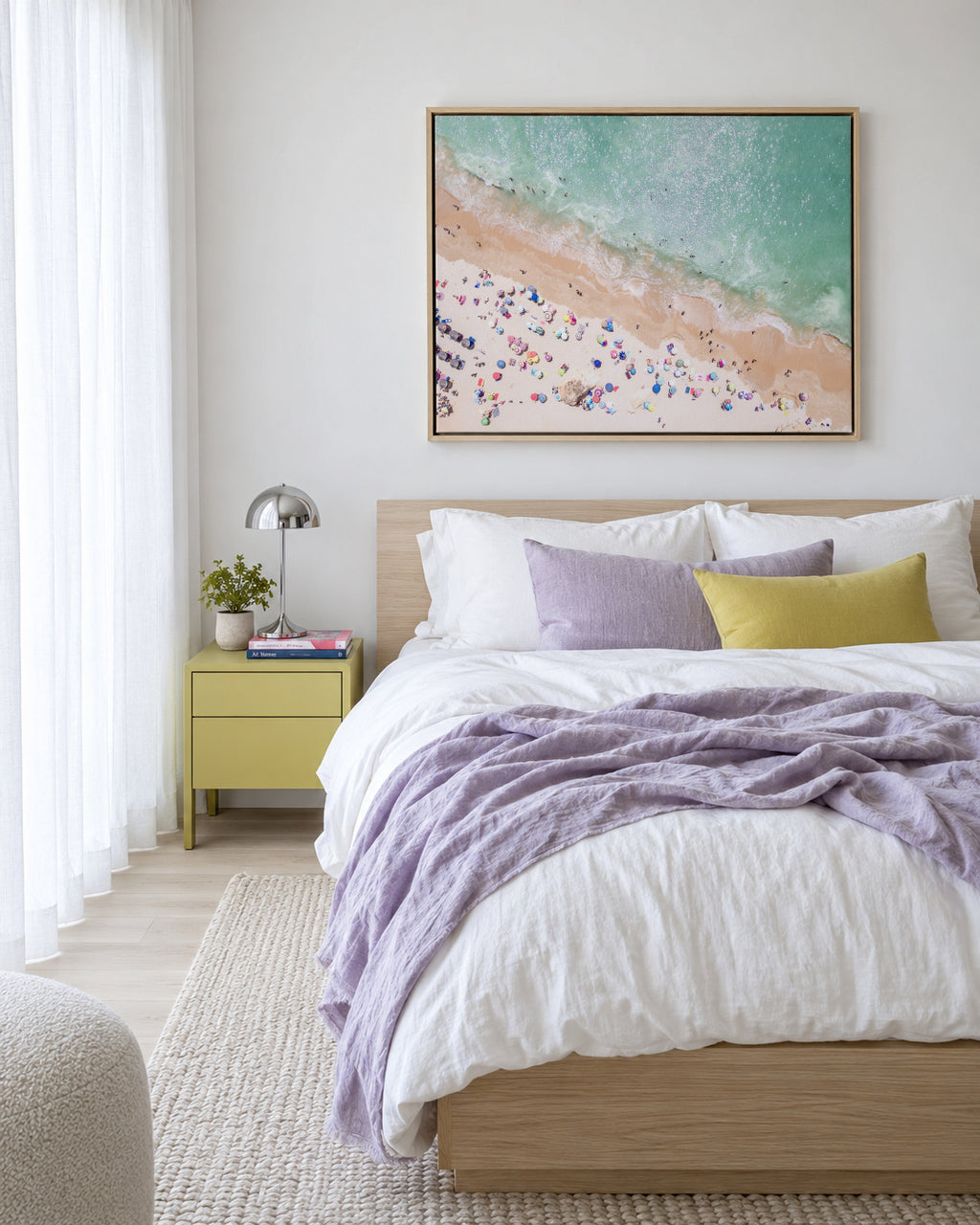 Pastel Beach - Framed canvas in an interior
