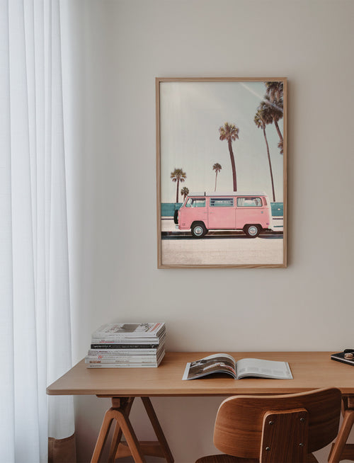 Pink Van - Framed poster in an interior