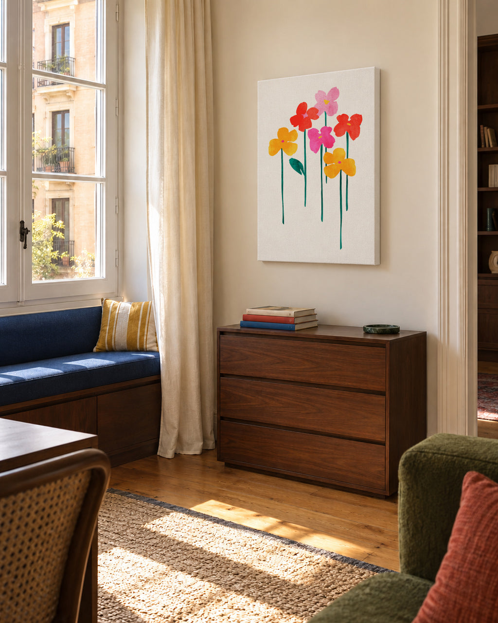 Little Happy Flowers - Unframed canvas in an interior