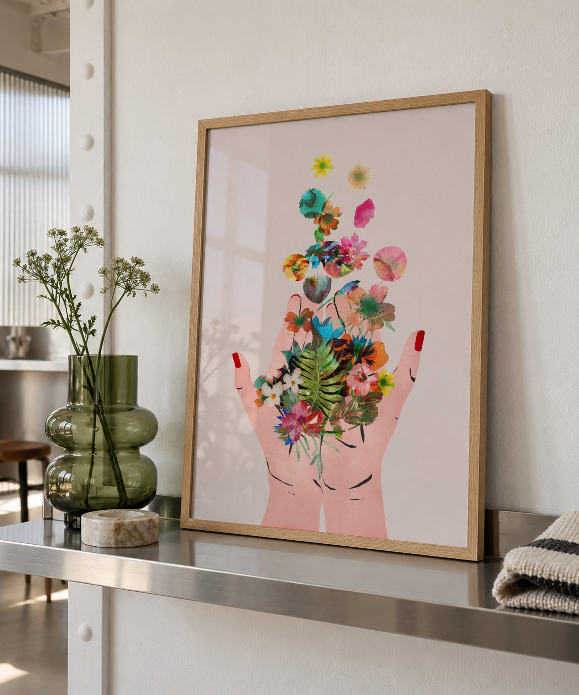 Fridas hands white - Framed poster in an interior