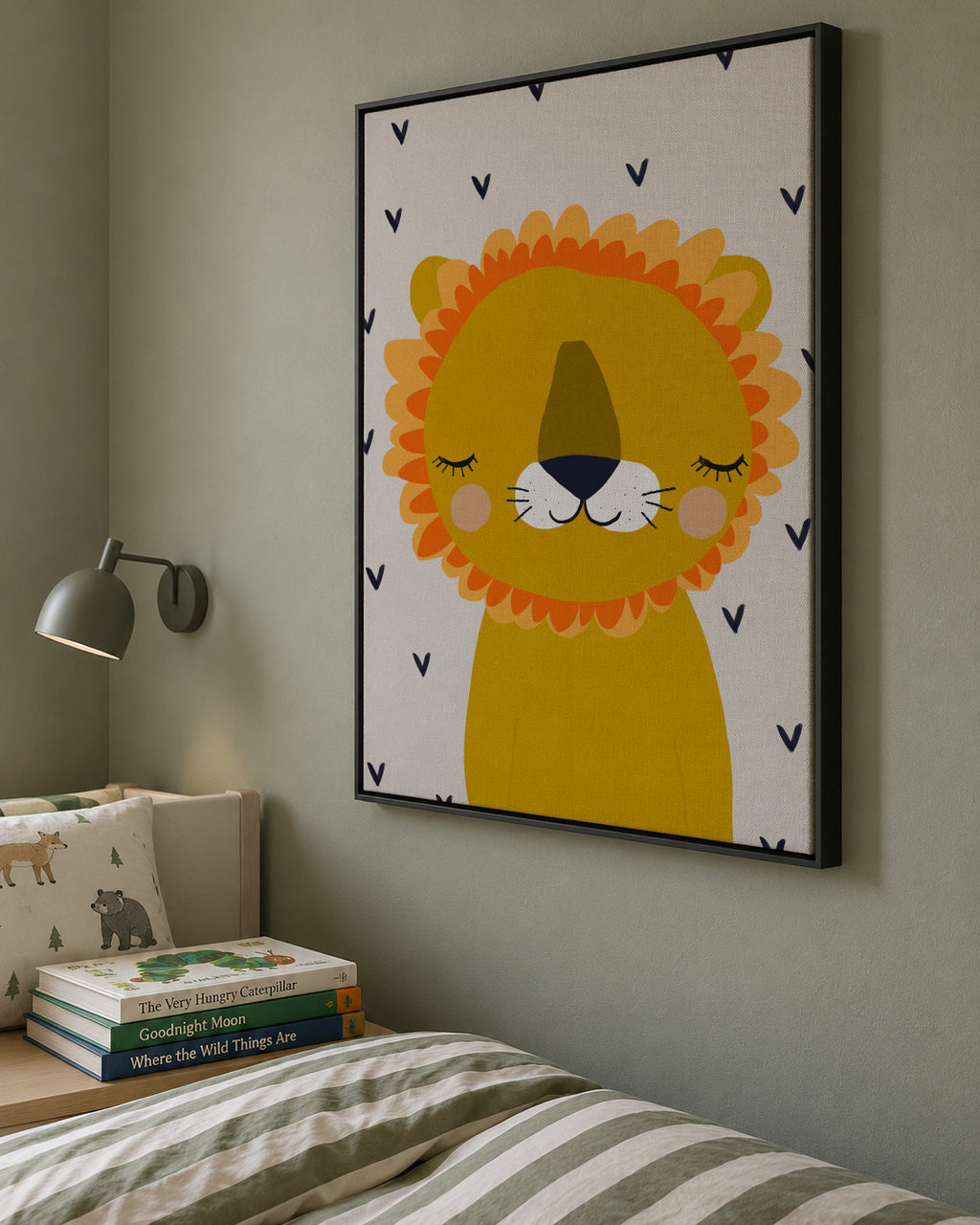 Little lion - Framed canvas in an interior