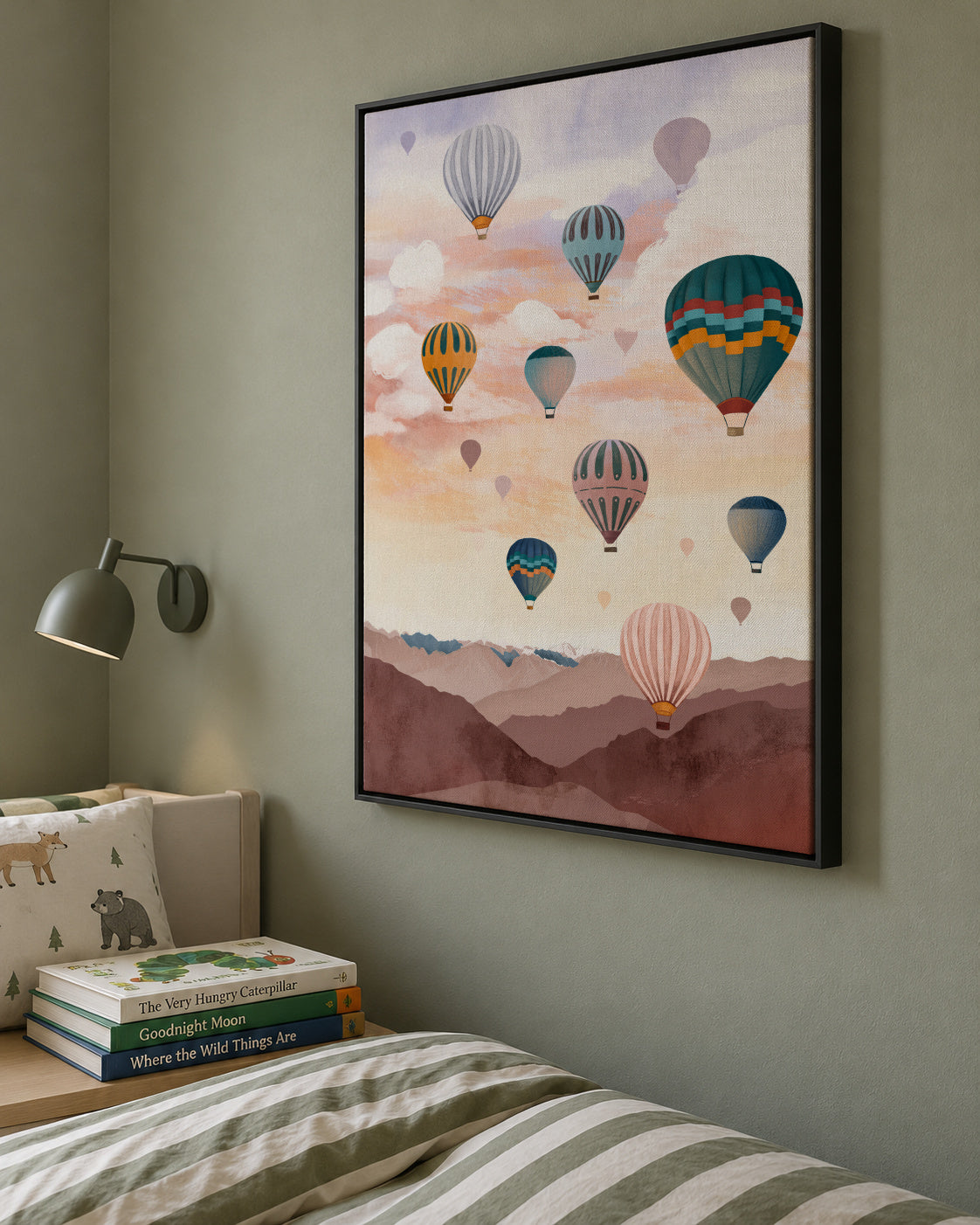 Airballoon Sky - Framed canvas in an interior