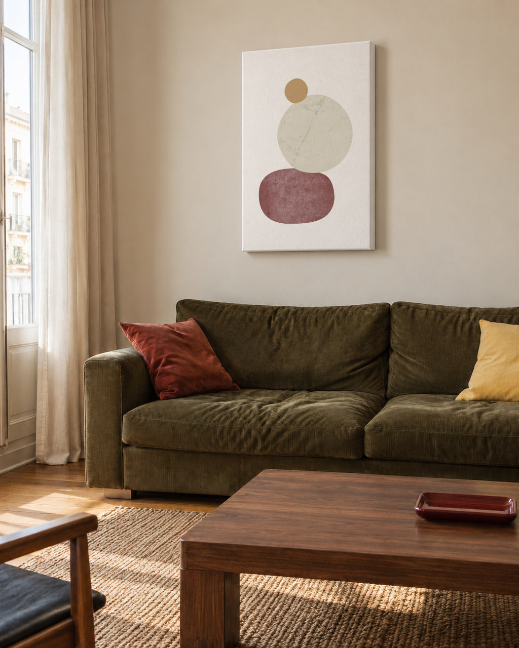Pebbles N3 - Unframed canvas in an interior