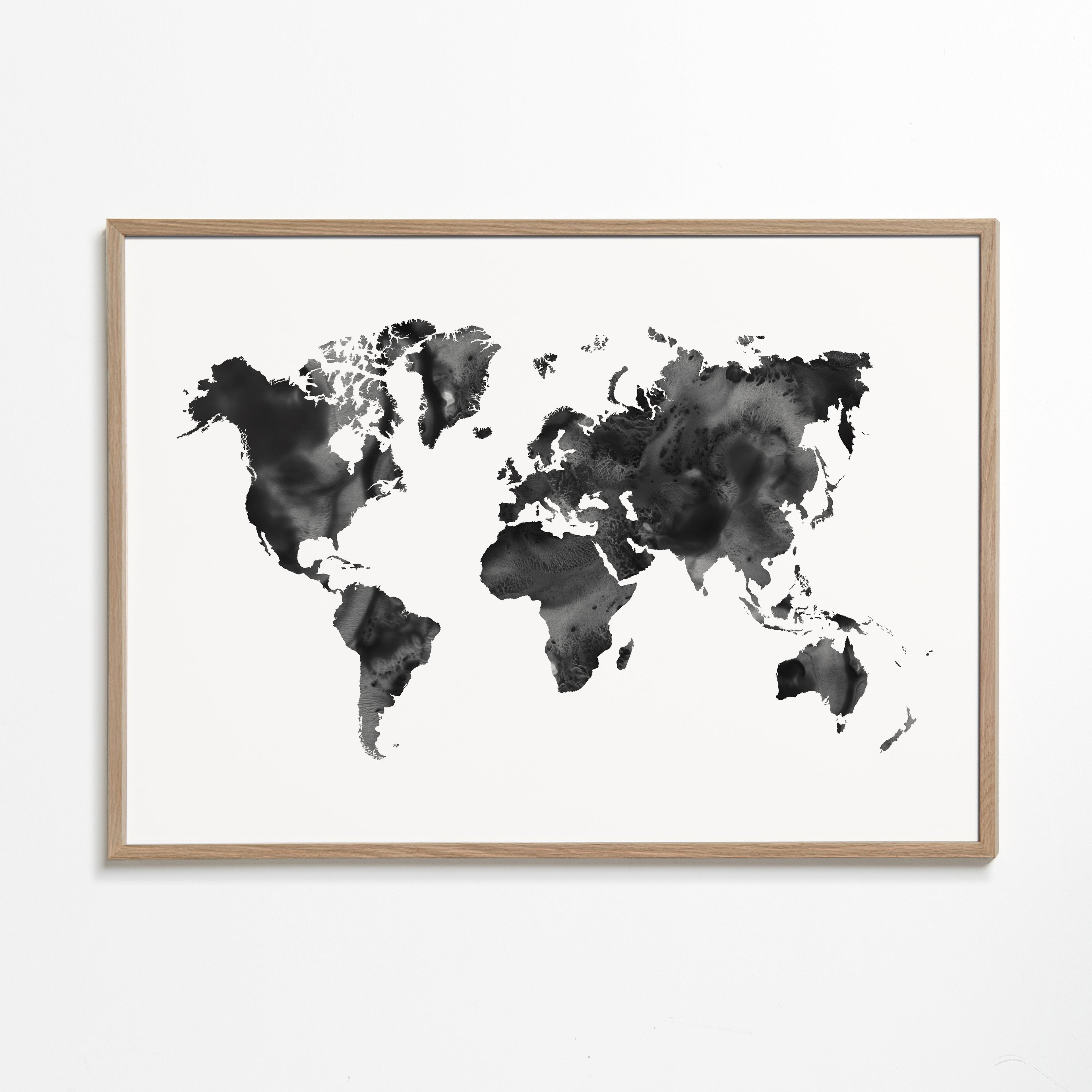 Black and white World Map
