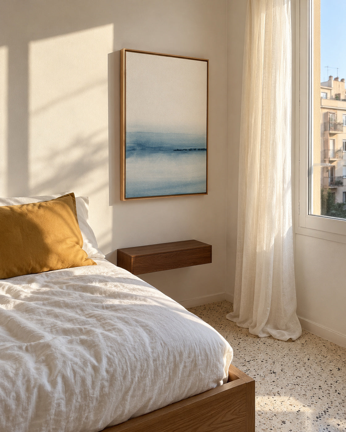 Watercolor Landscape N 7 - Framed canvas in an interior
