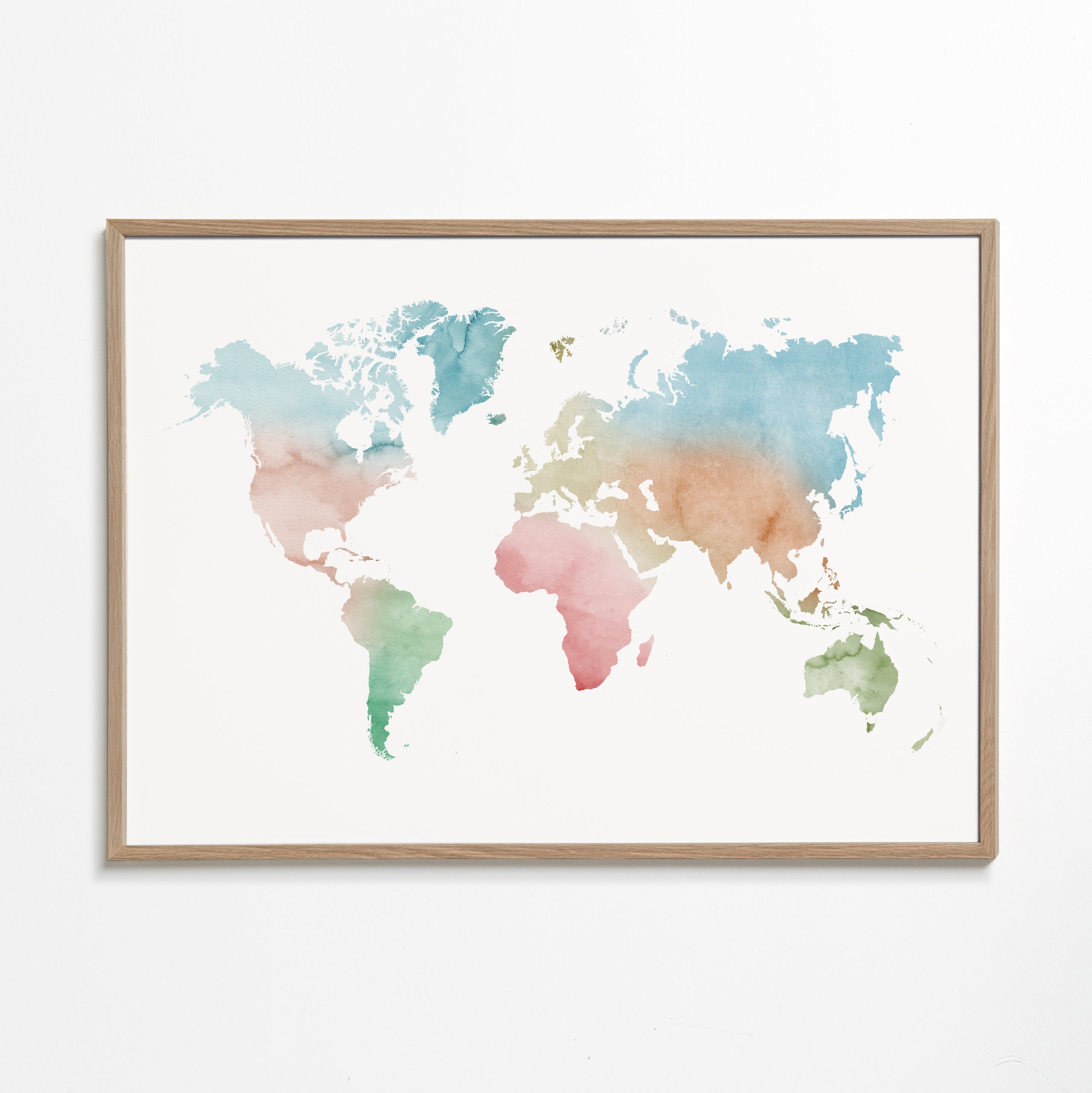 Watercolor World Map - Pastel colors