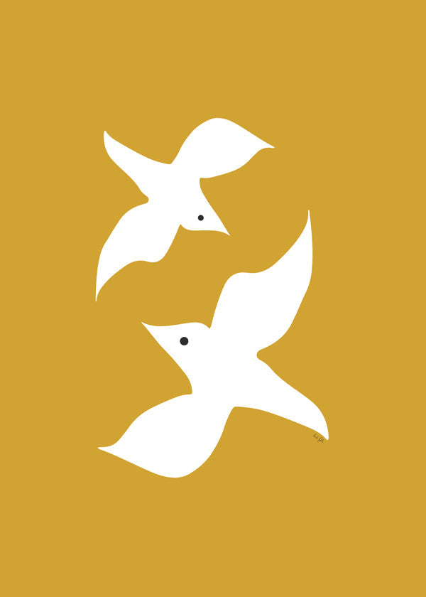 Love birds in mustard