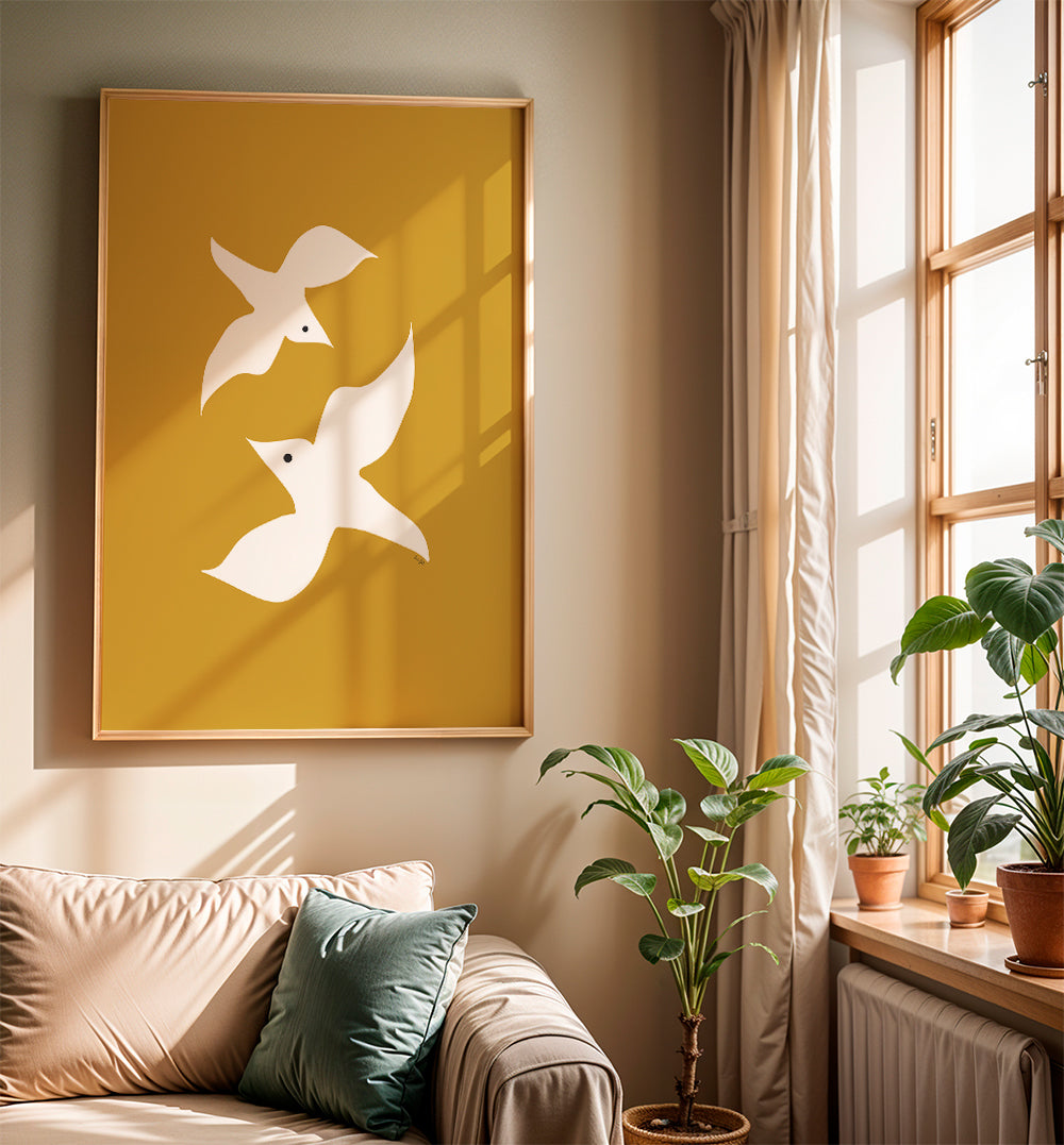 Love birds in mustard