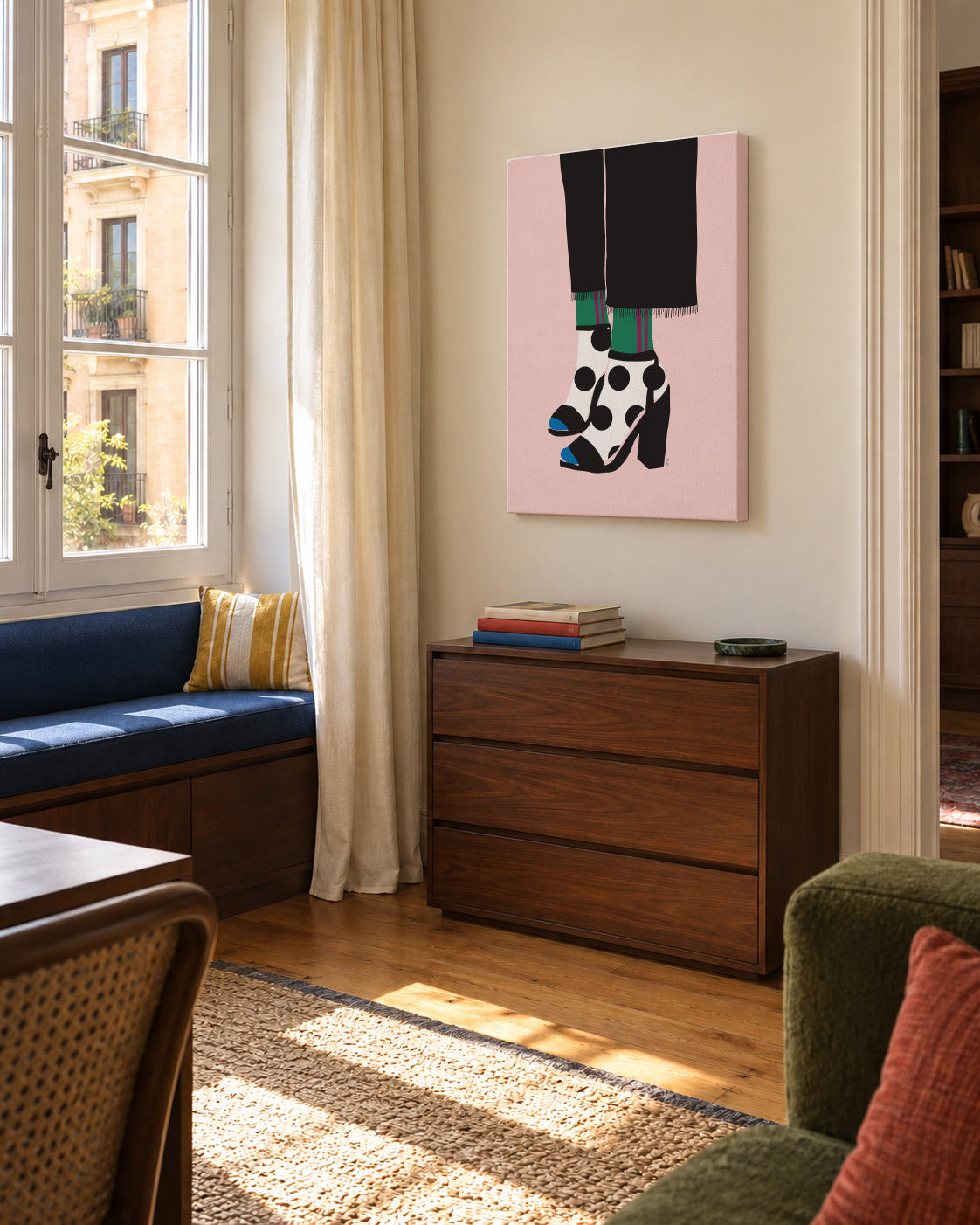 Socks and heels - Unframed canvas in an interior