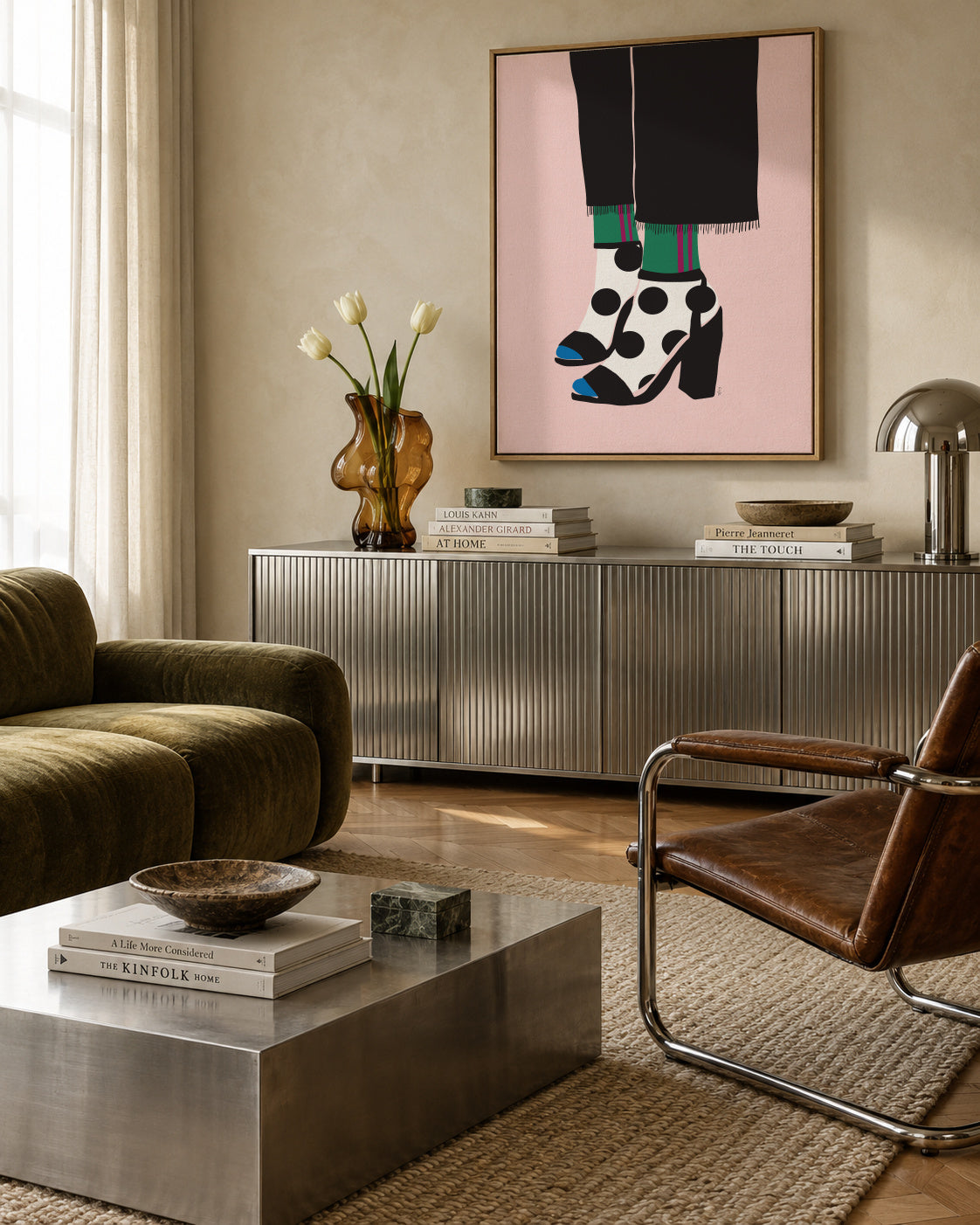 Socks and heels - Framed canvas in an interior