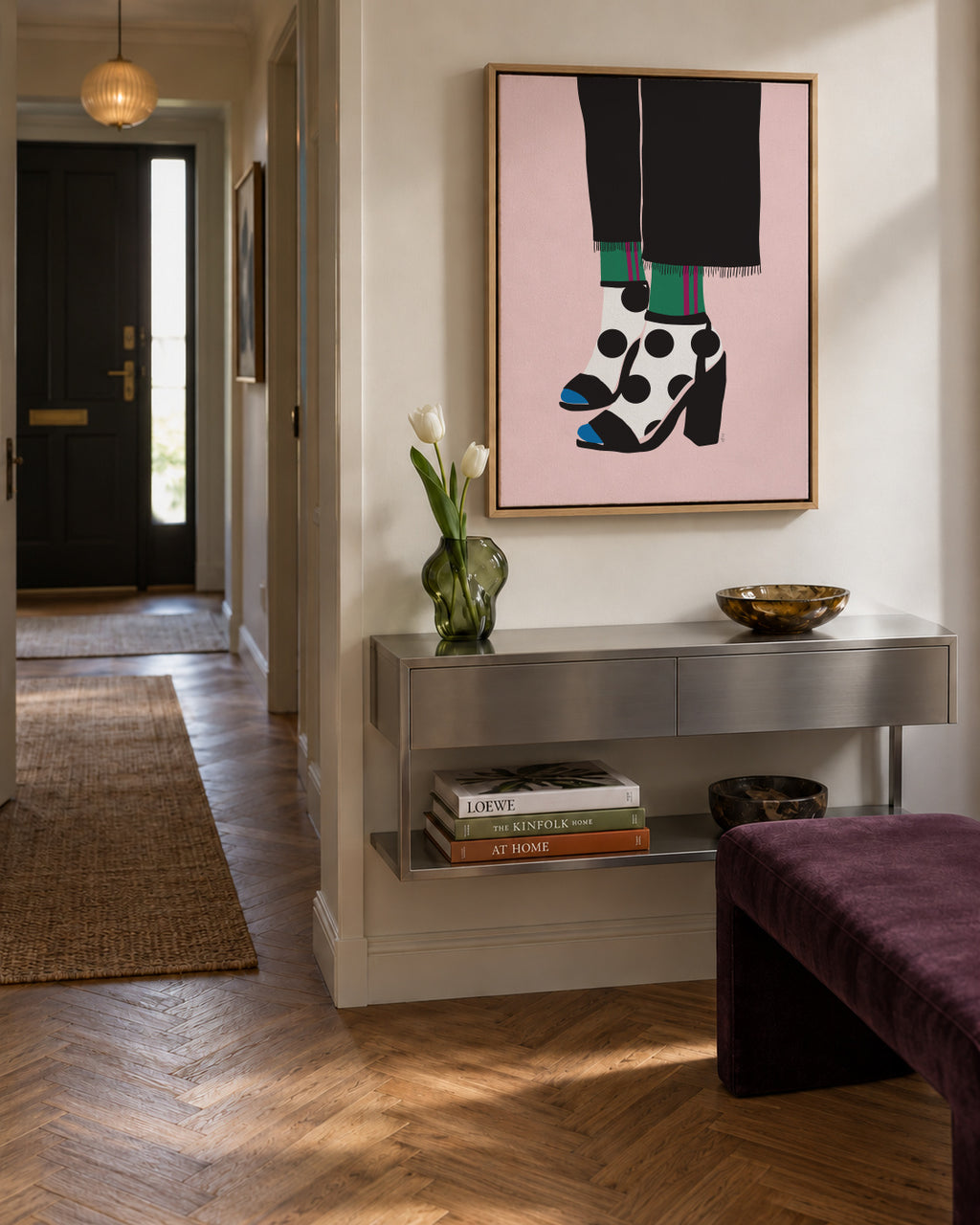 Socks and heels - Framed canvas in an interior