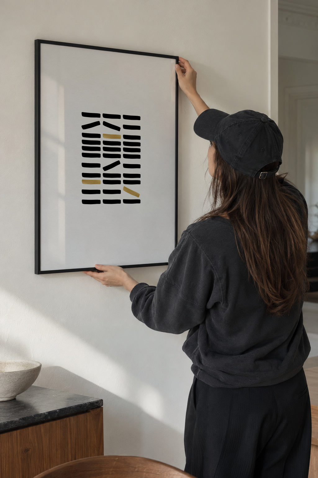 Black & gold abstract - Framed poster in an interior
