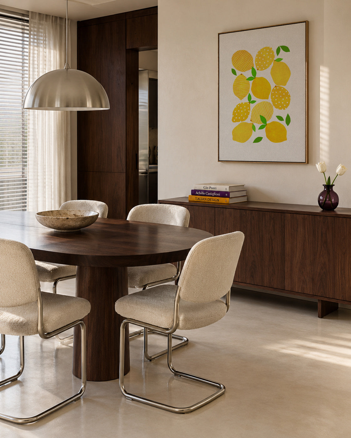 Lemon crowd - Framed canvas in an interior
