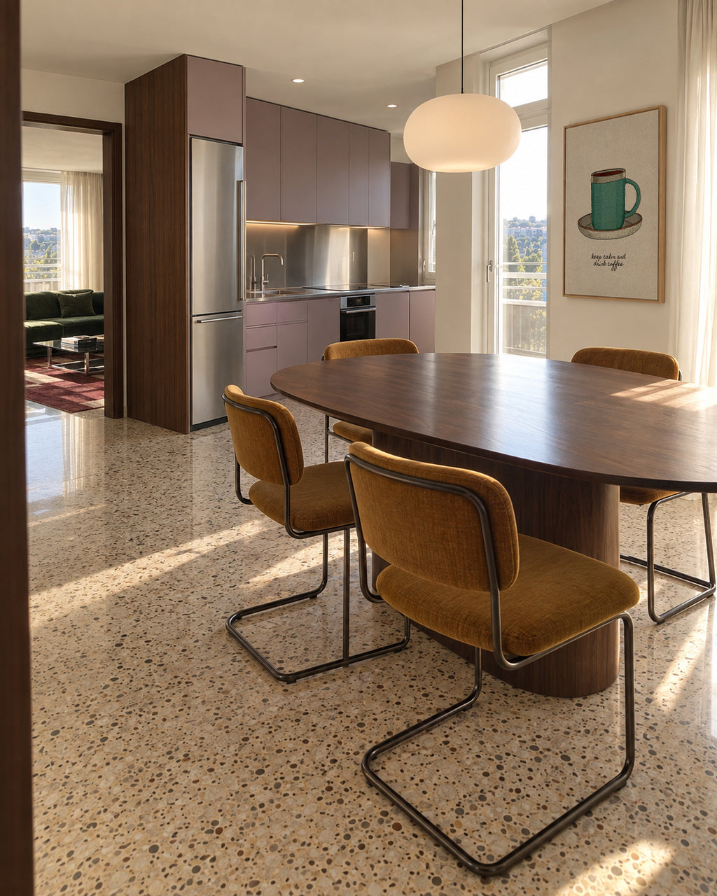 Keep Calm and Drink Coffee - Framed canvas in an interior