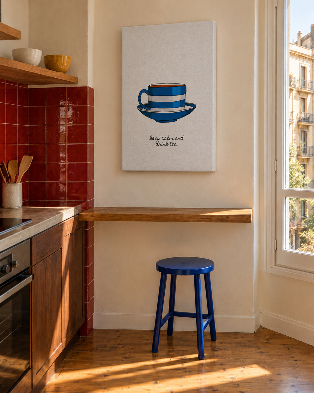 Keep Calm and Drink Tea - Unframed canvas in an interior