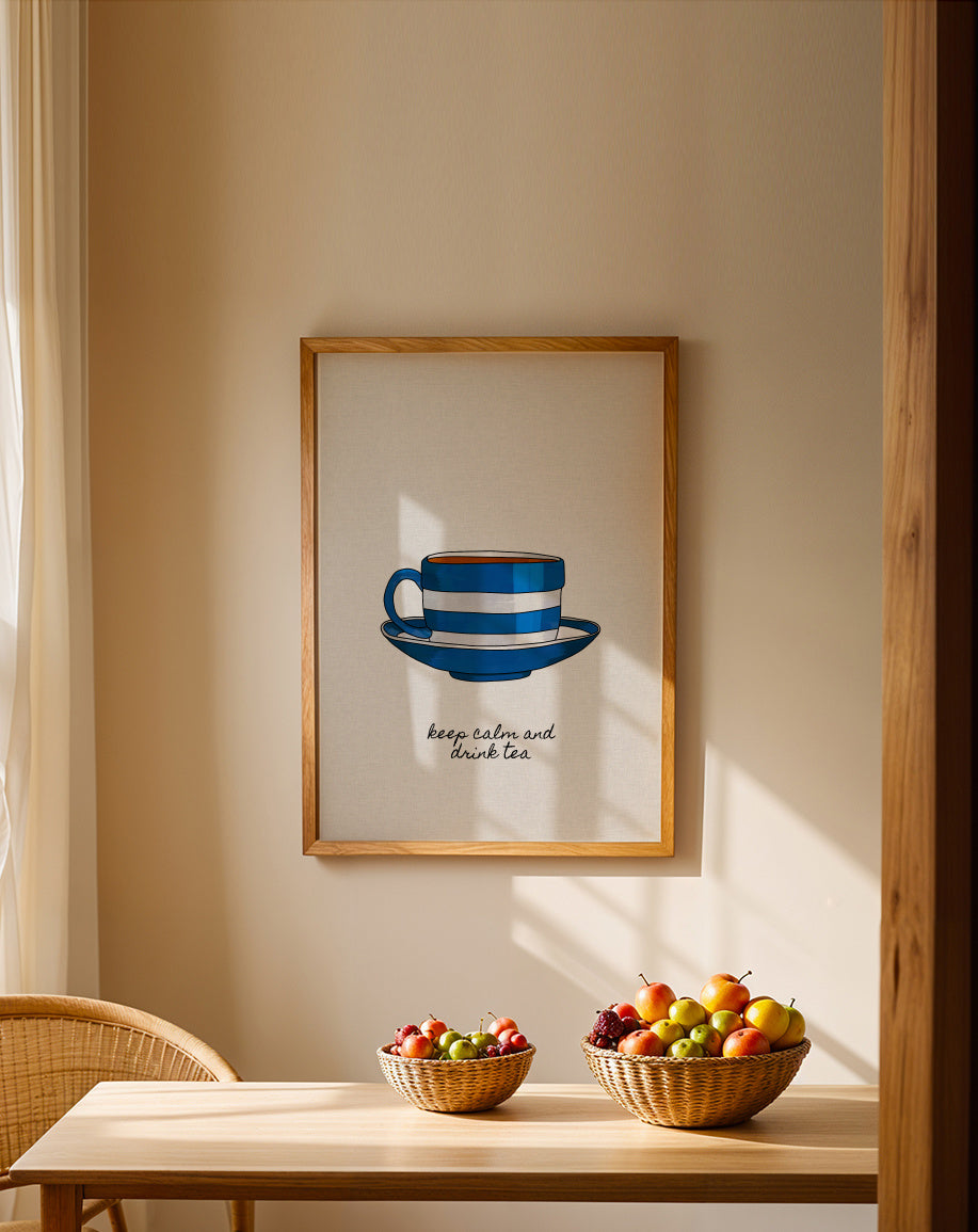 Keep Calm and Drink Tea - Framed poster in an interior