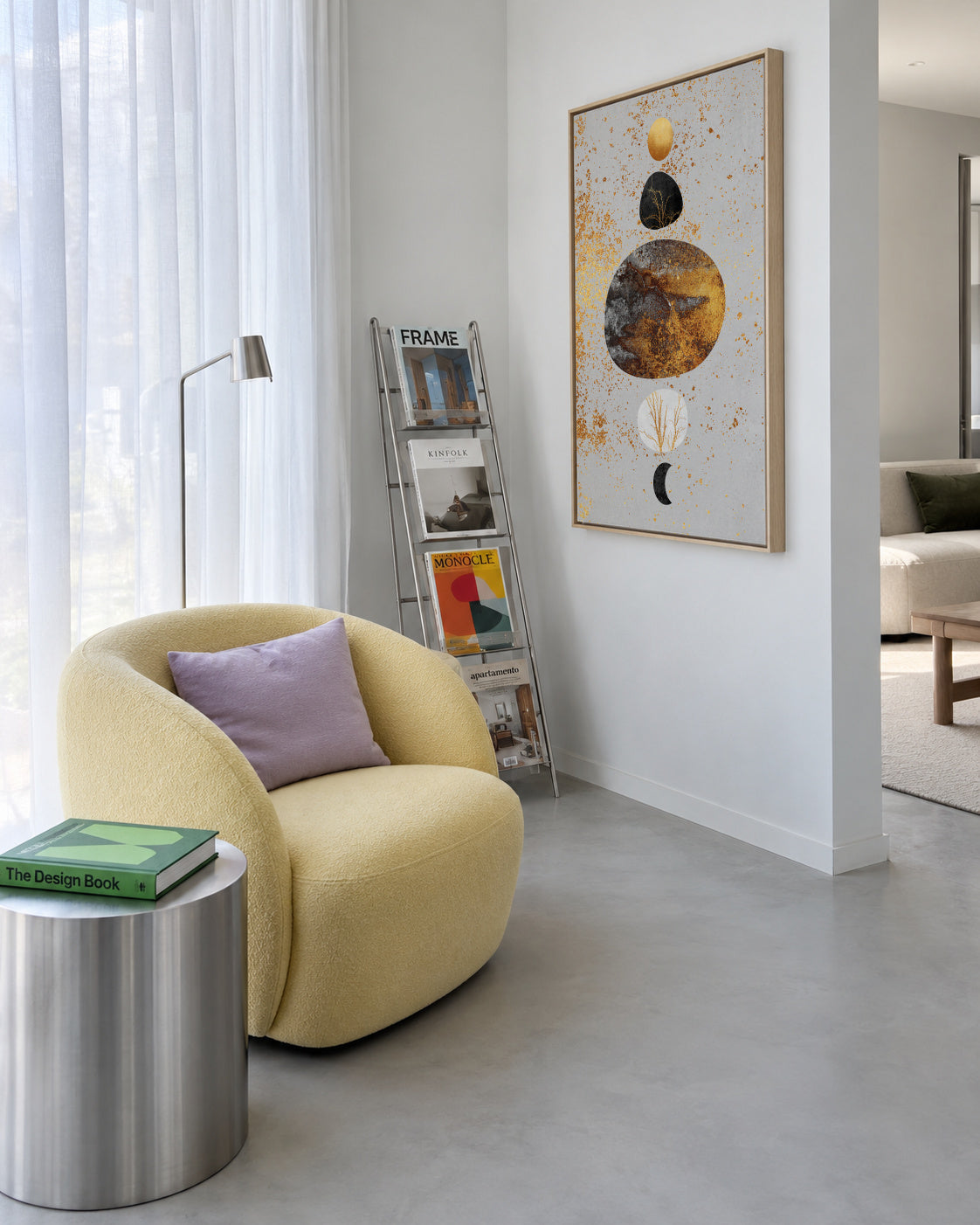 Sun and moon - Framed canvas in an interior