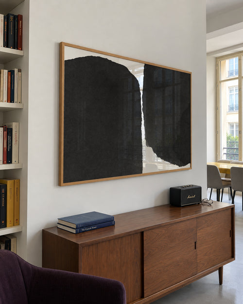Minimal black and white abstract 01 - Framed poster in an interior