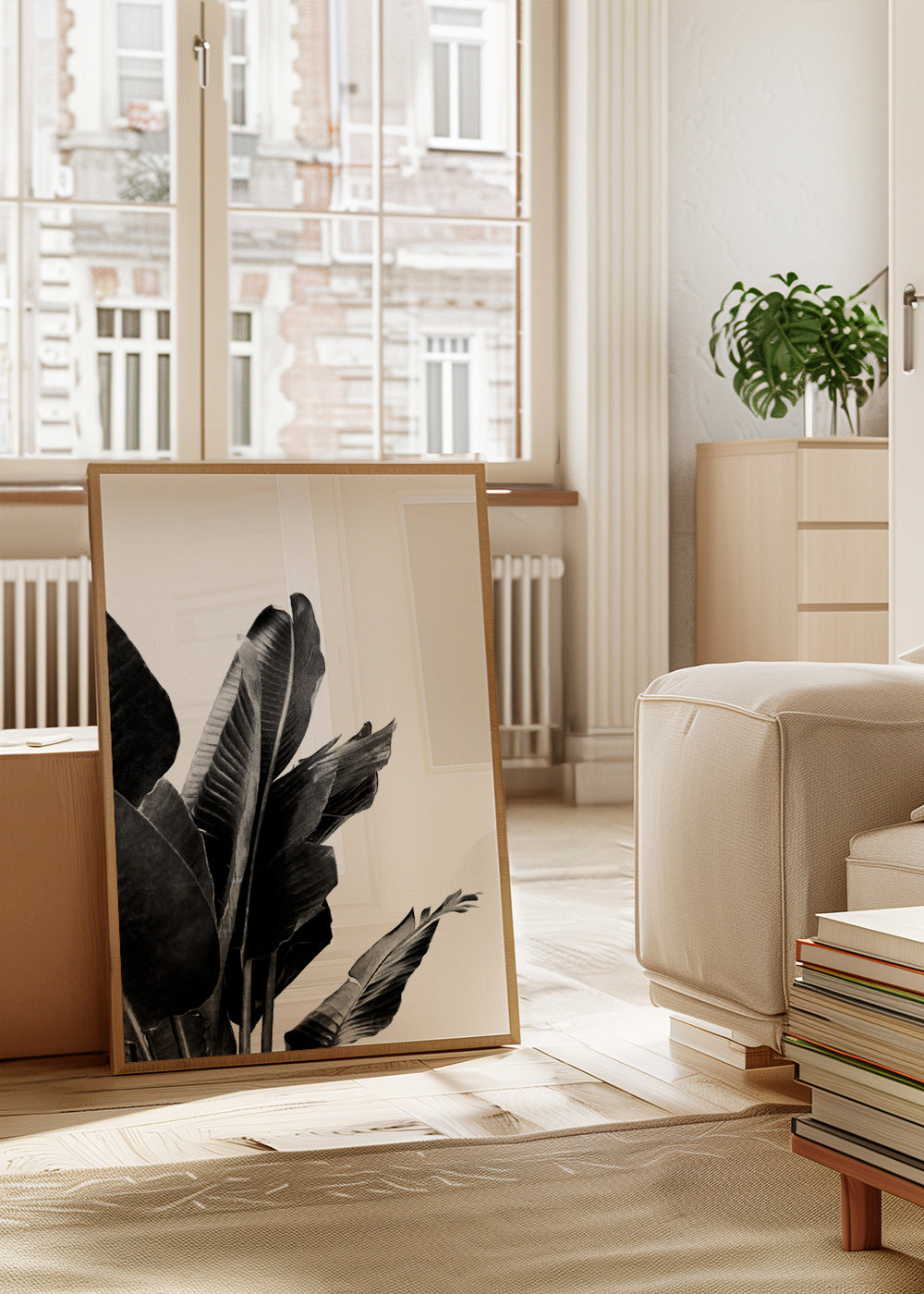 Bird of Paradise Plant Black and White 02