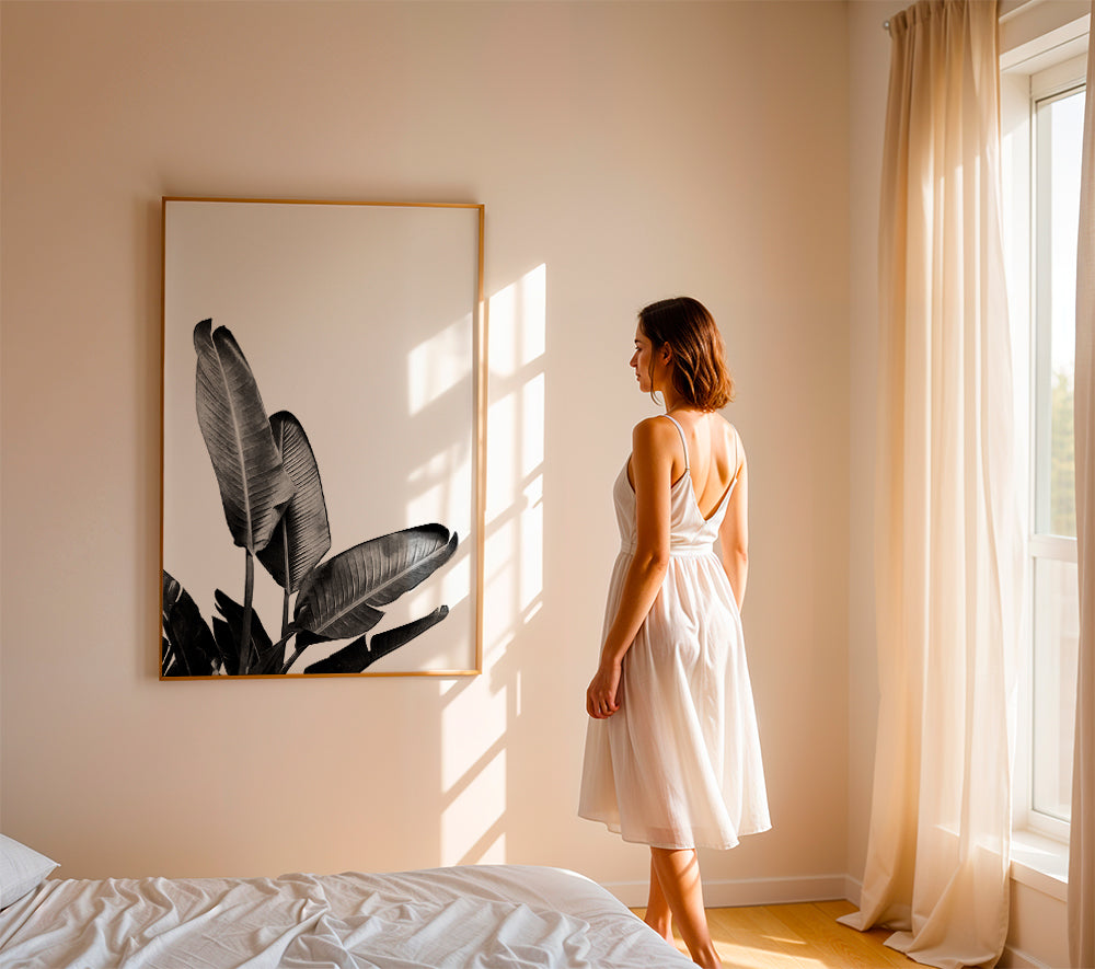 Bird of Paradise Plant Black and White 03