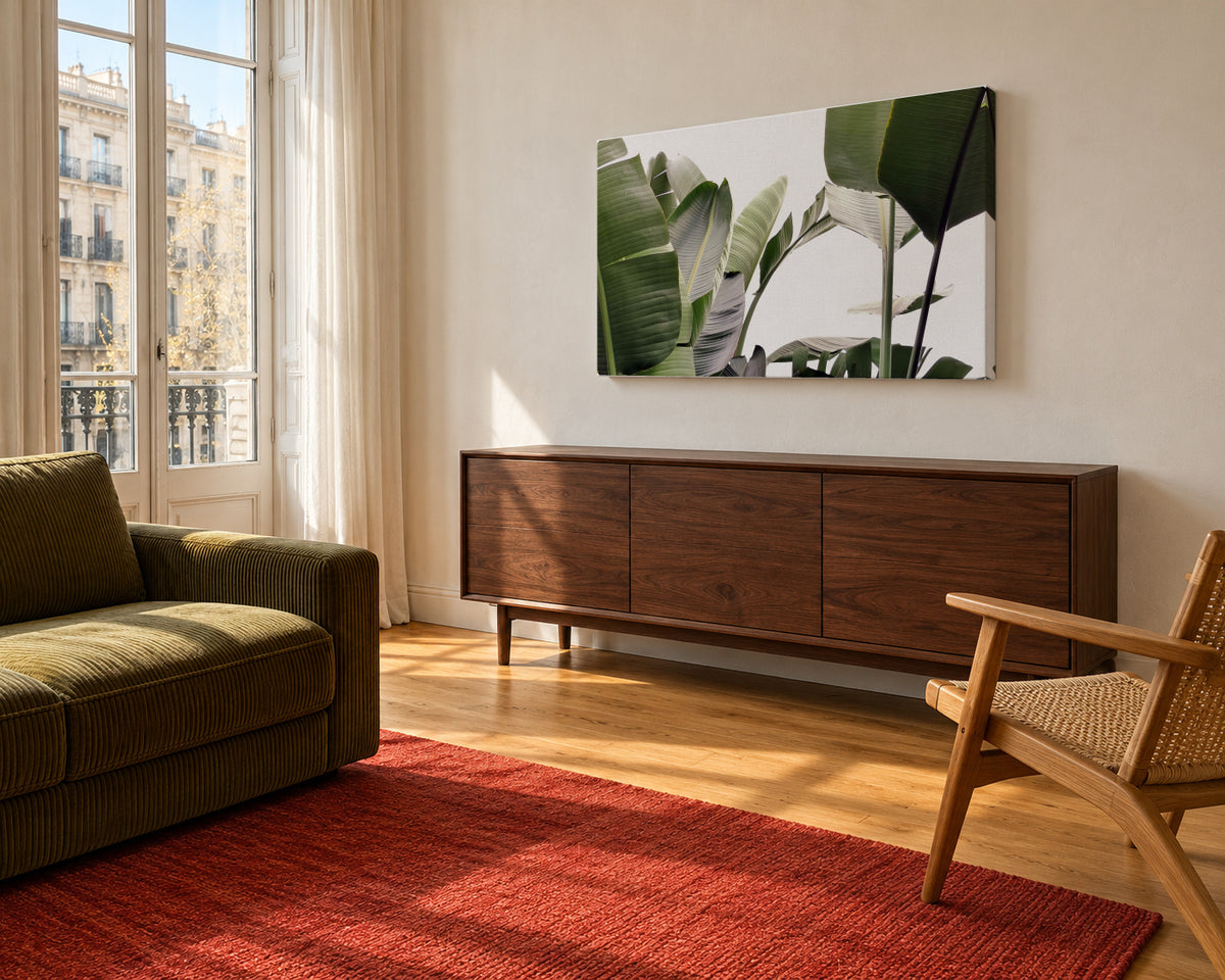 Travellers Palm Leaves 01 - Unframed canvas in an interior
