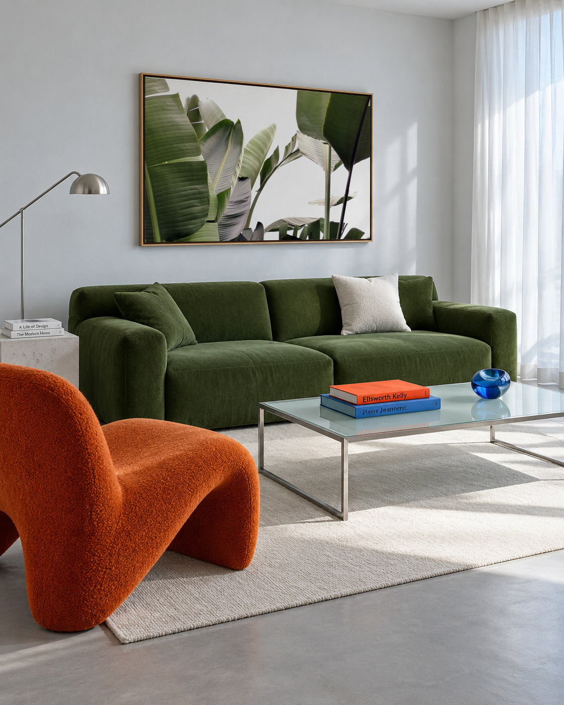 Travellers Palm Leaves 01 - Framed canvas in an interior