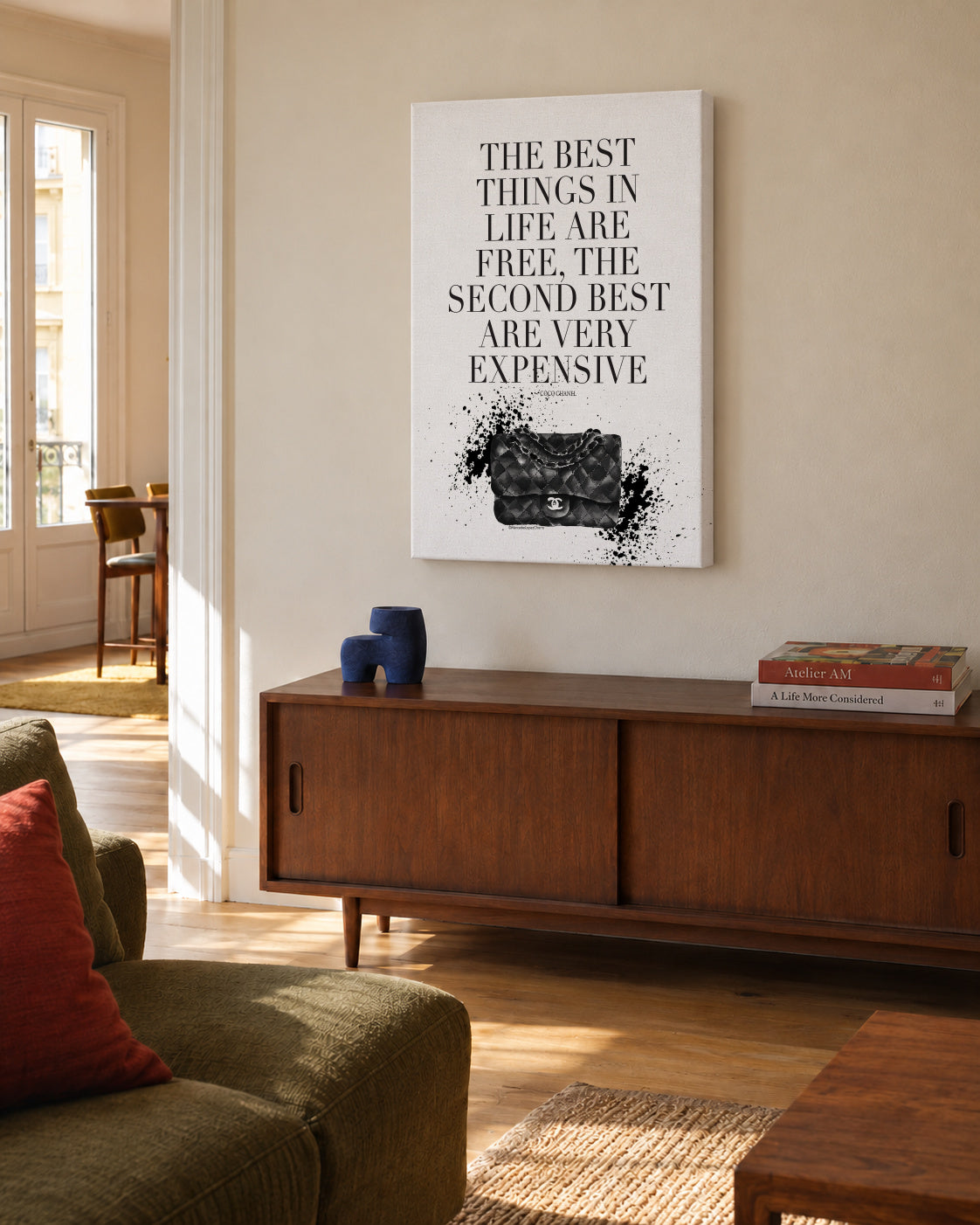 Best things in life - Unframed canvas in an interior