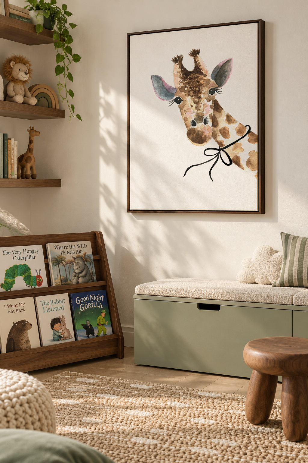 Giraffe - Framed canvas in an interior
