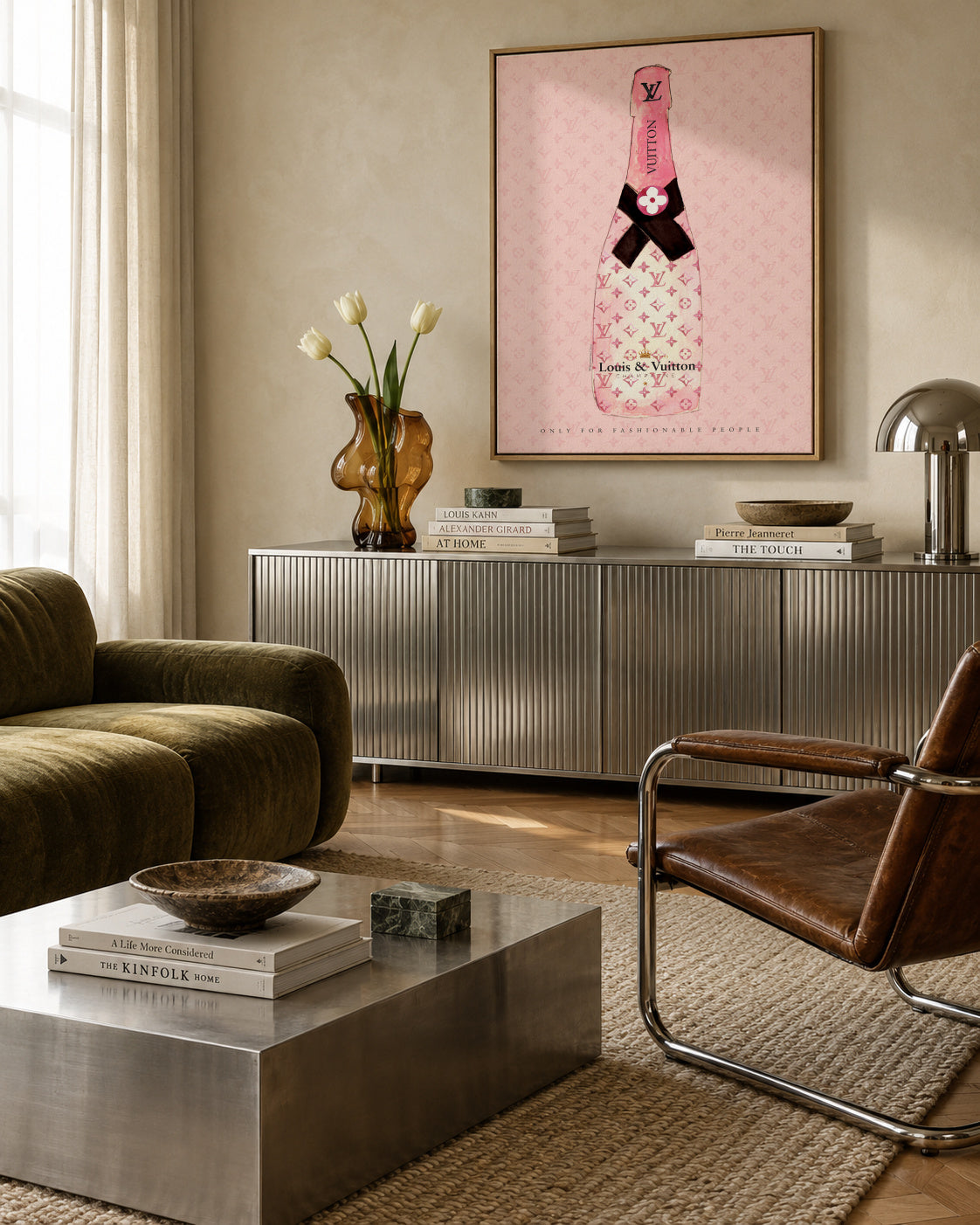 LV Champagne - Framed canvas in an interior