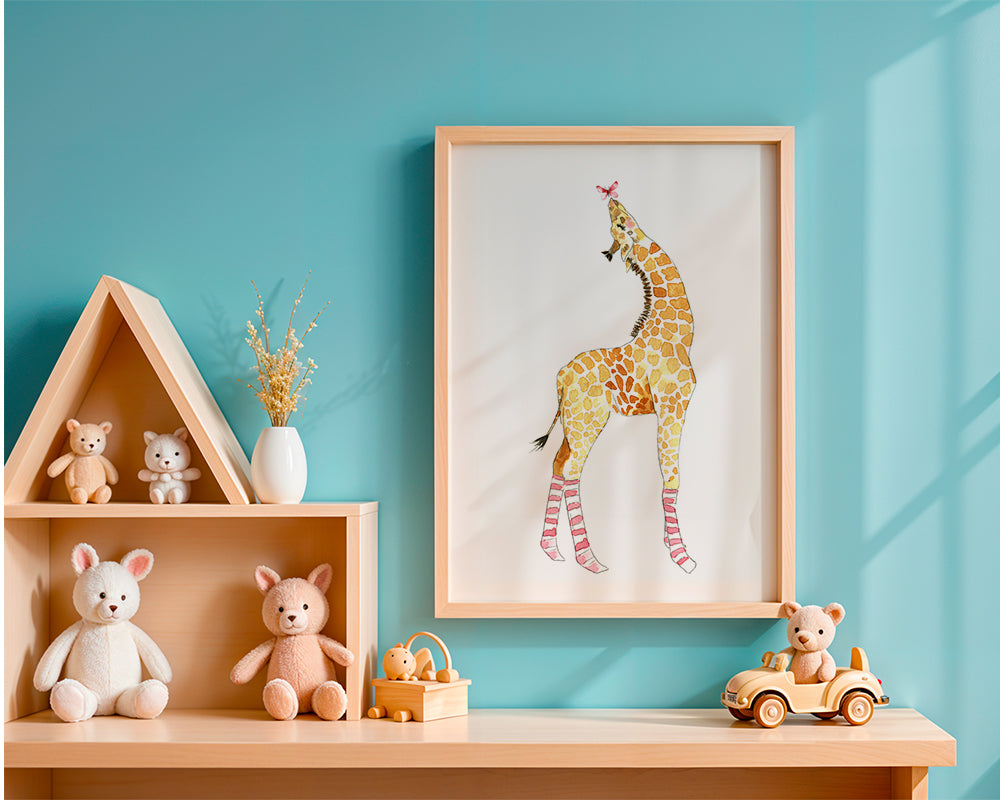 Giraffe with butterfly