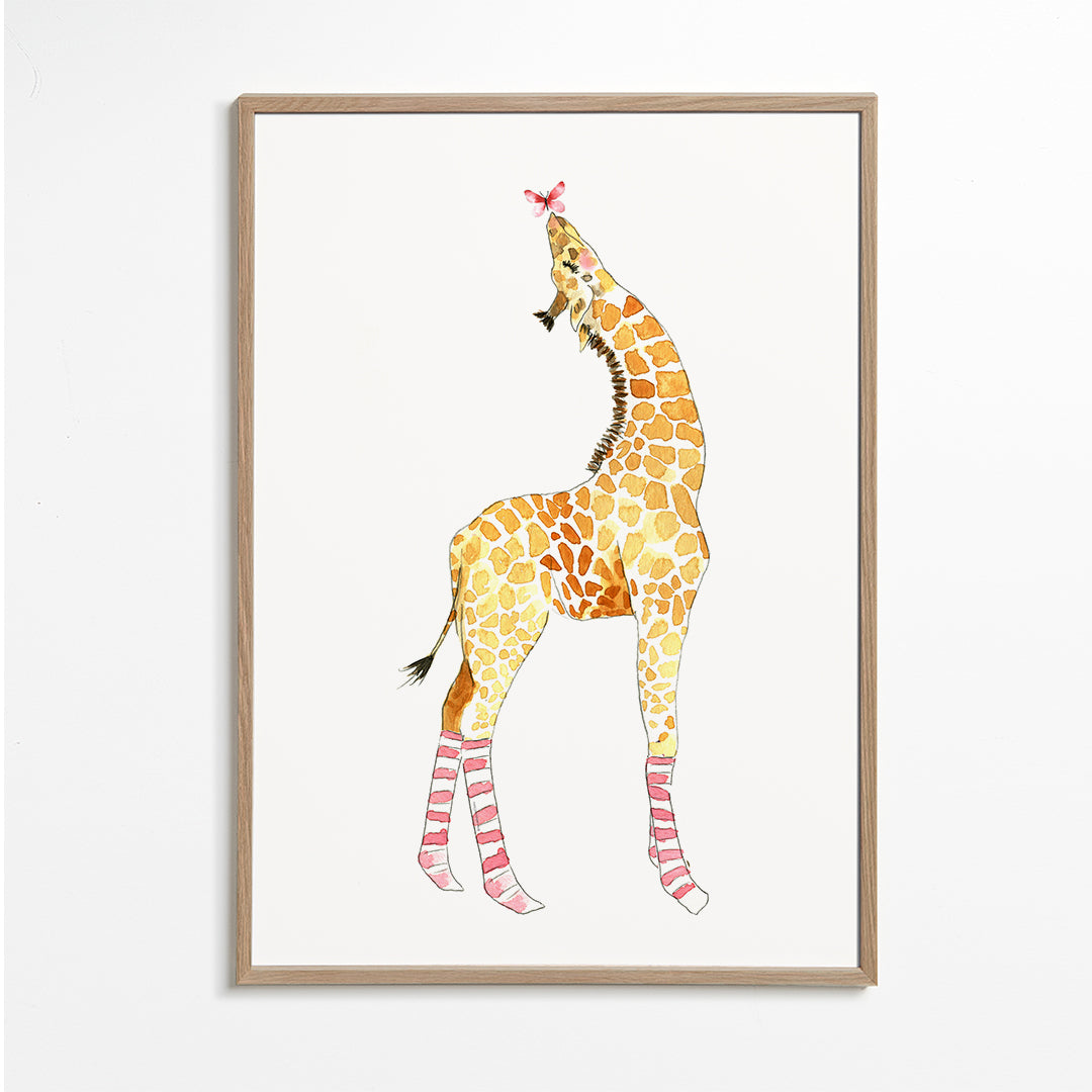 Giraffe with butterfly