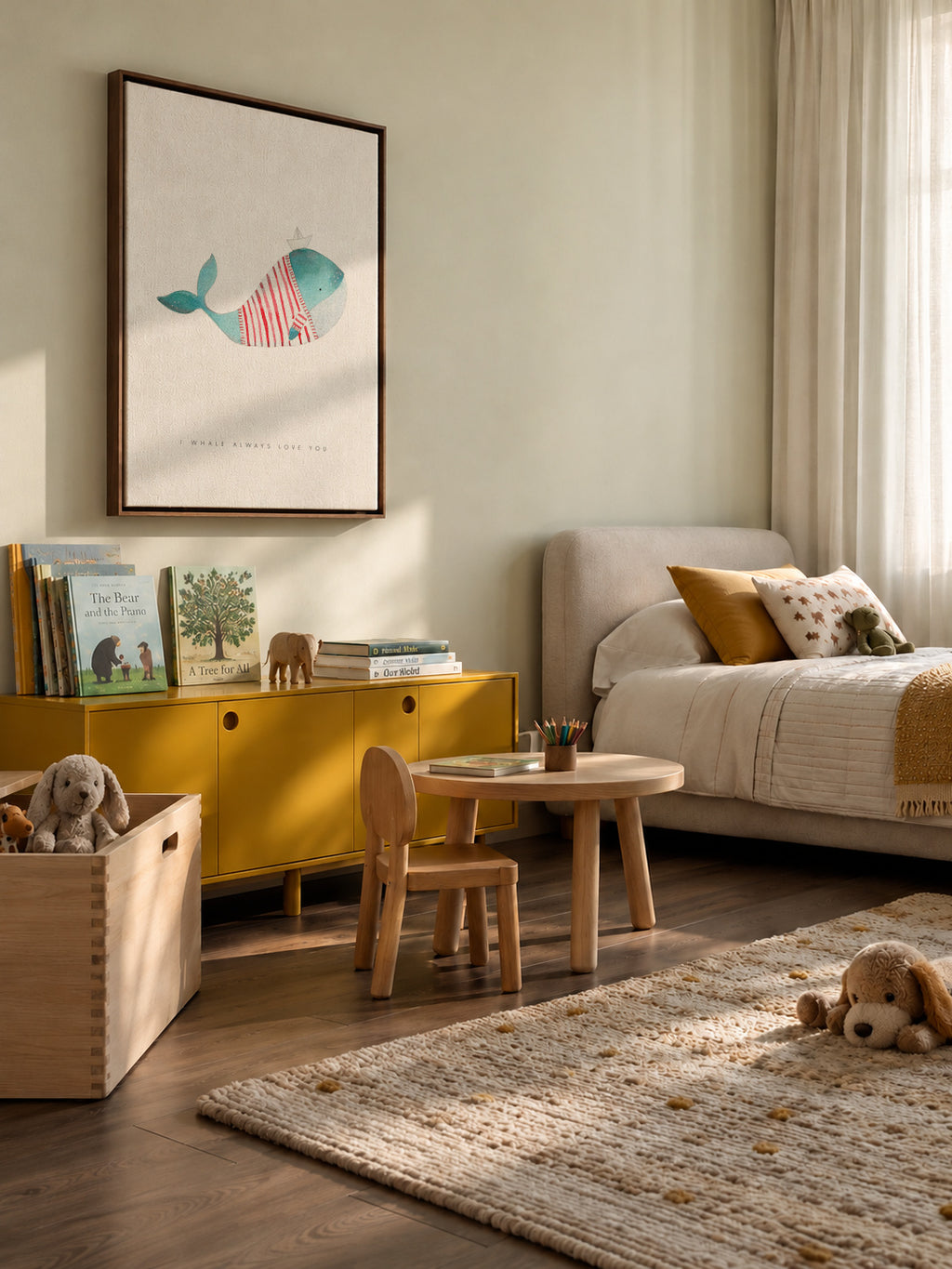 Whale solo - Framed canvas in an interior