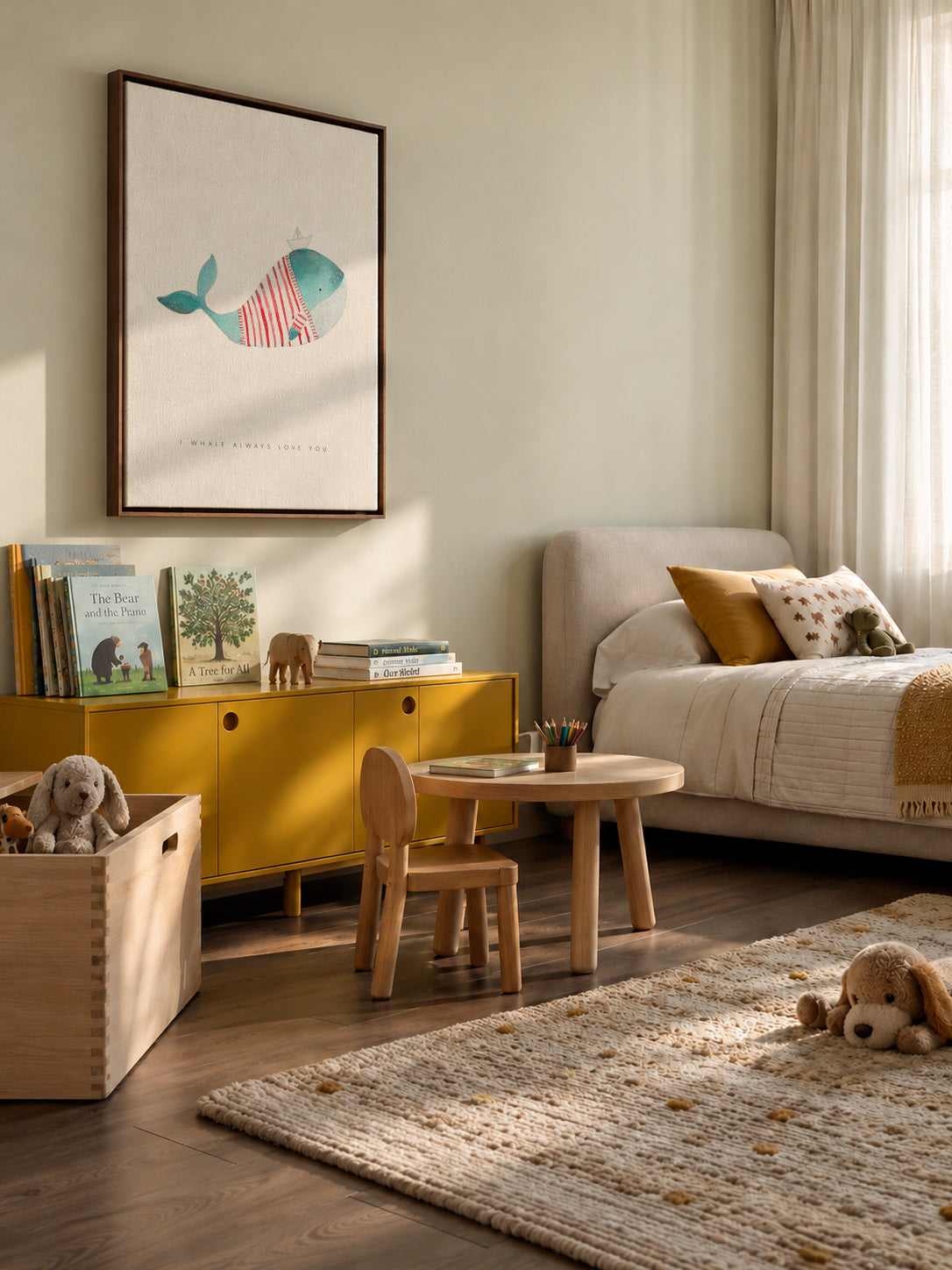 Whale solo - Framed canvas in an interior